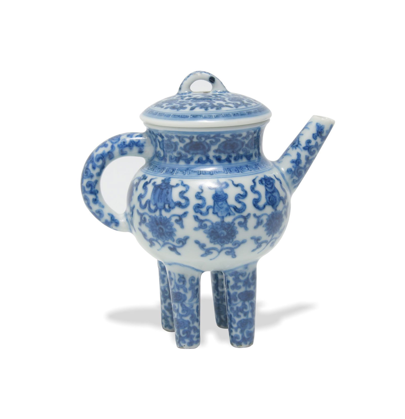 Chinese Blue and White Tripod Teapot, Republic (1 of 11)