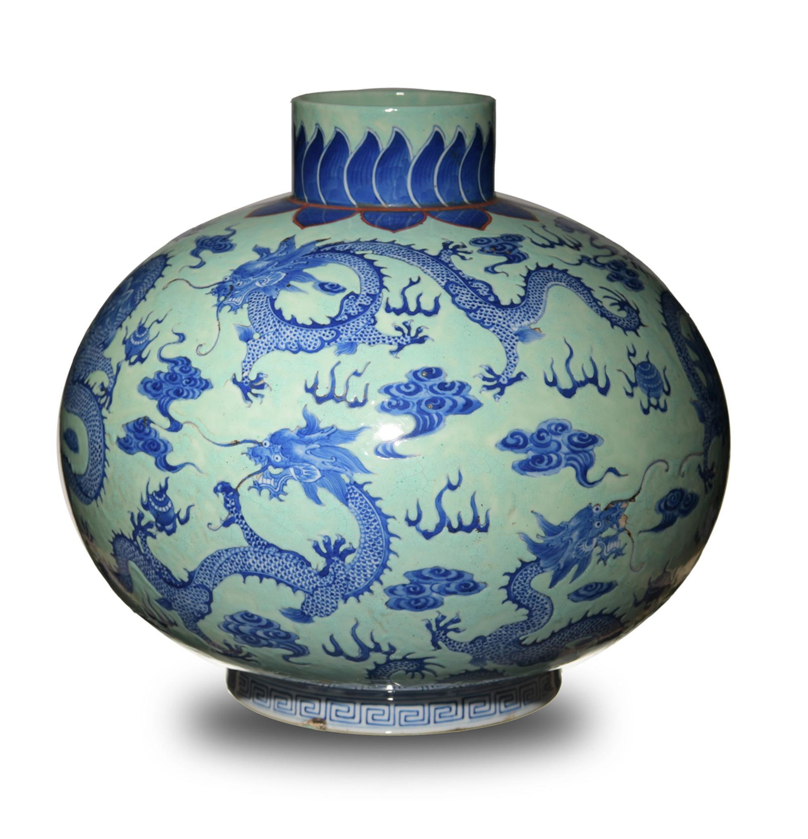 Turquoise Ground Blue and White Vase, 19th Century (1 of 16)