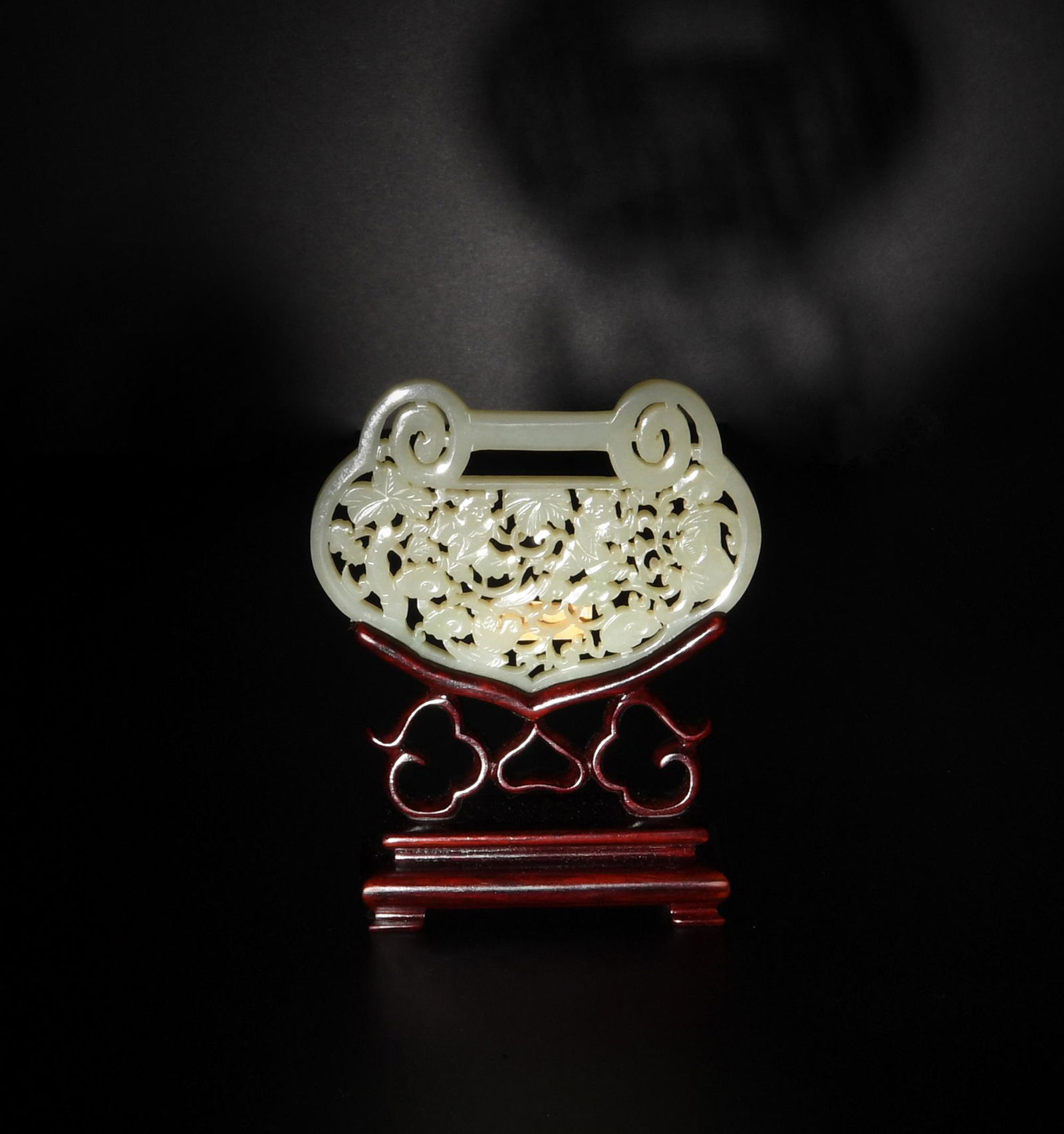 Chinese Pierced Jade Plaque with Stand, 19th Century (1 of 6)