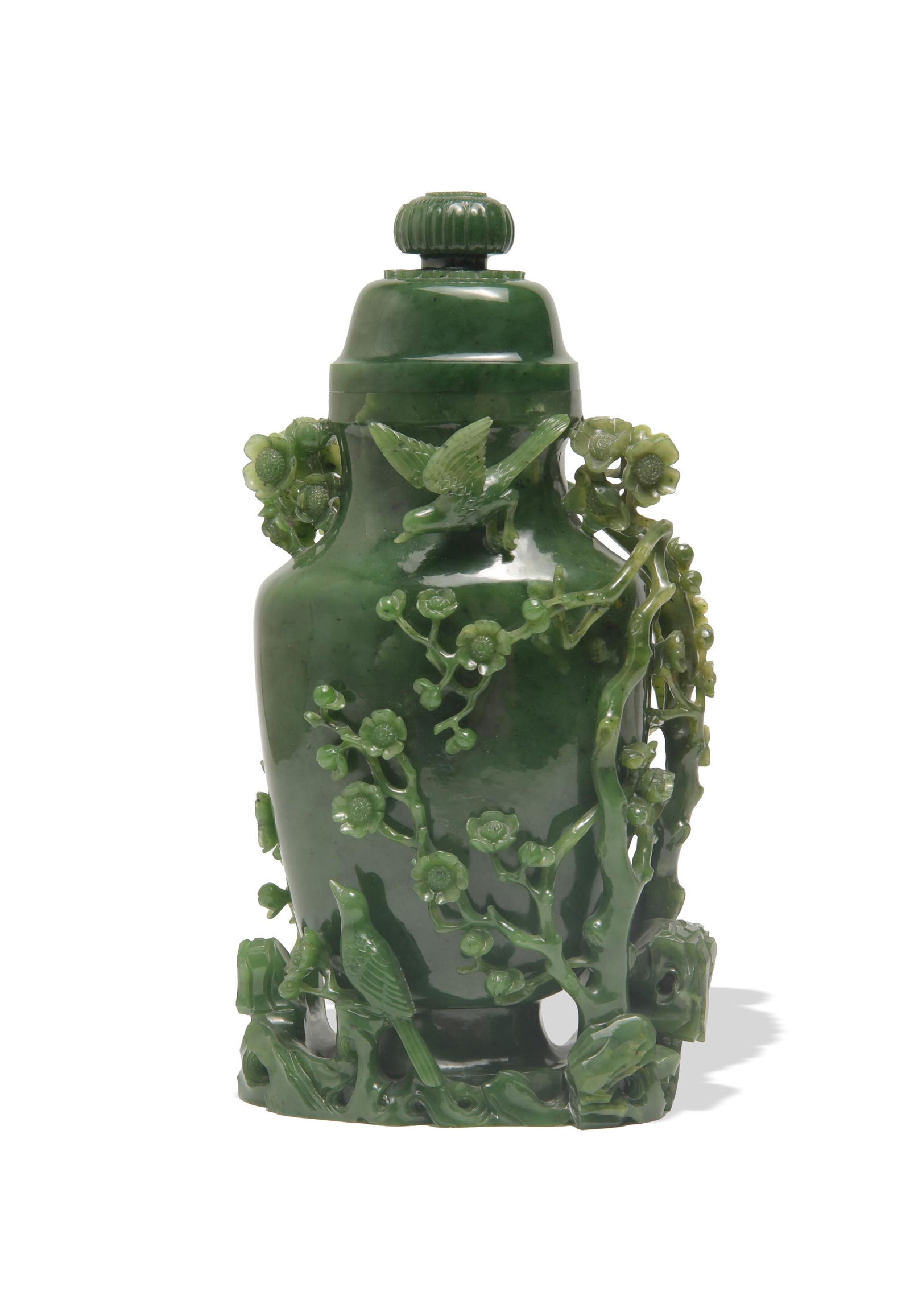 Chinese Spinach Jade Lidded Vase, 18th Century (1 of 13)