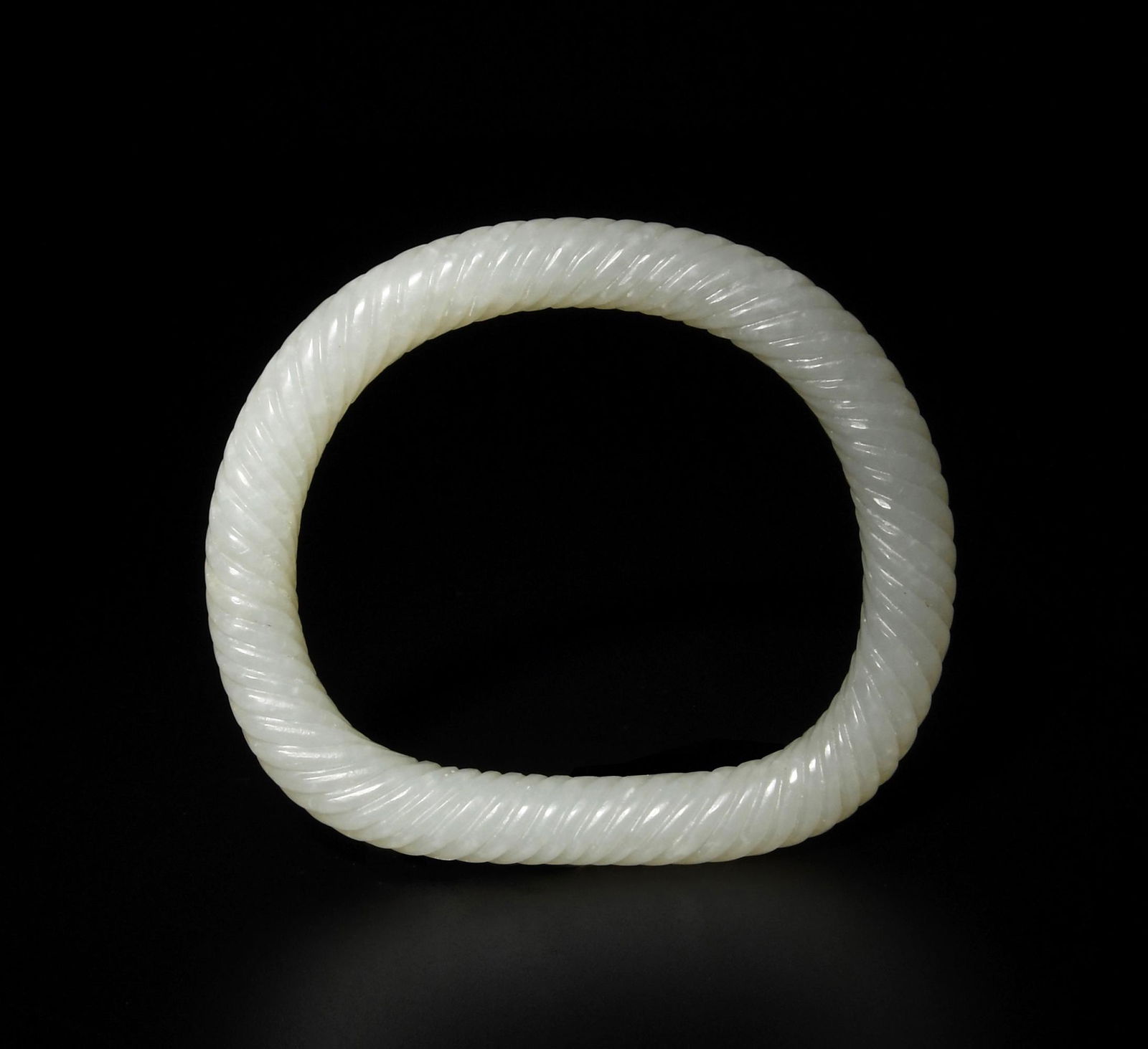 Chinese White Jade Coiled Bangle, 18th Century or (1 of 3)
