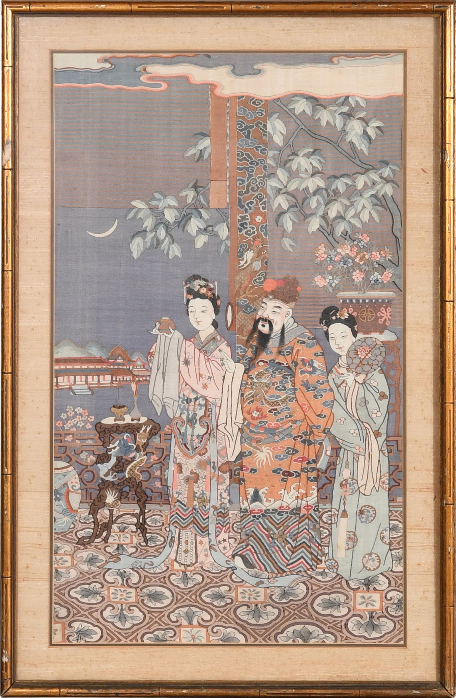 Chinese Kesi Panel of 3 Figures, Late 19th Century (1 of 6)