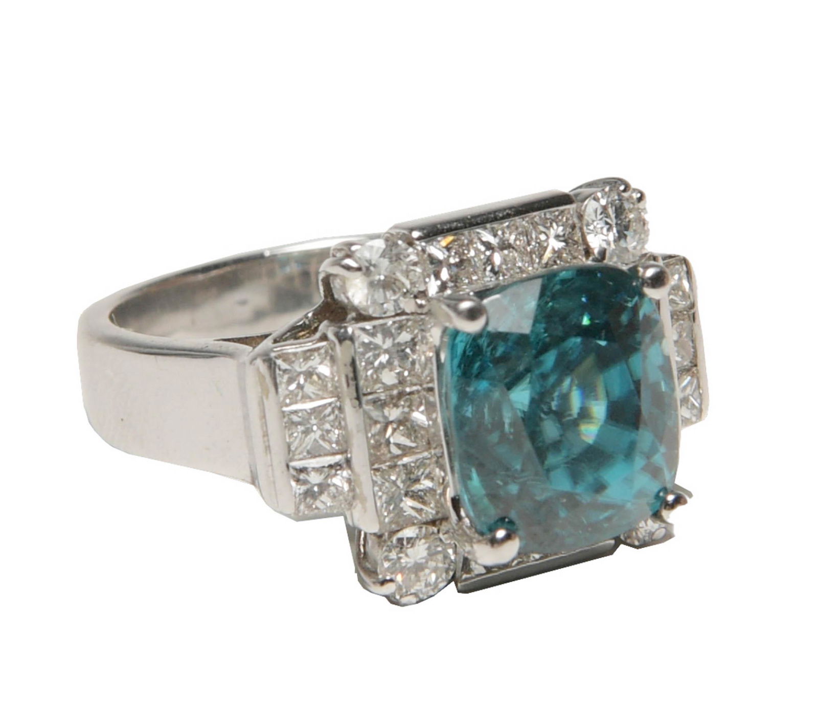 18K WG, 2.2 ctw Diamond and Natural Blue Zircon Ring (1 of 7)