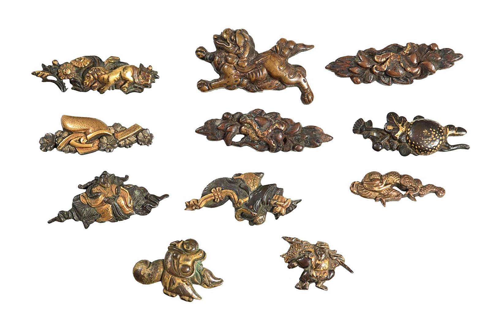 11 Single Japanese Mixed Metal Menuki (1 of 12)