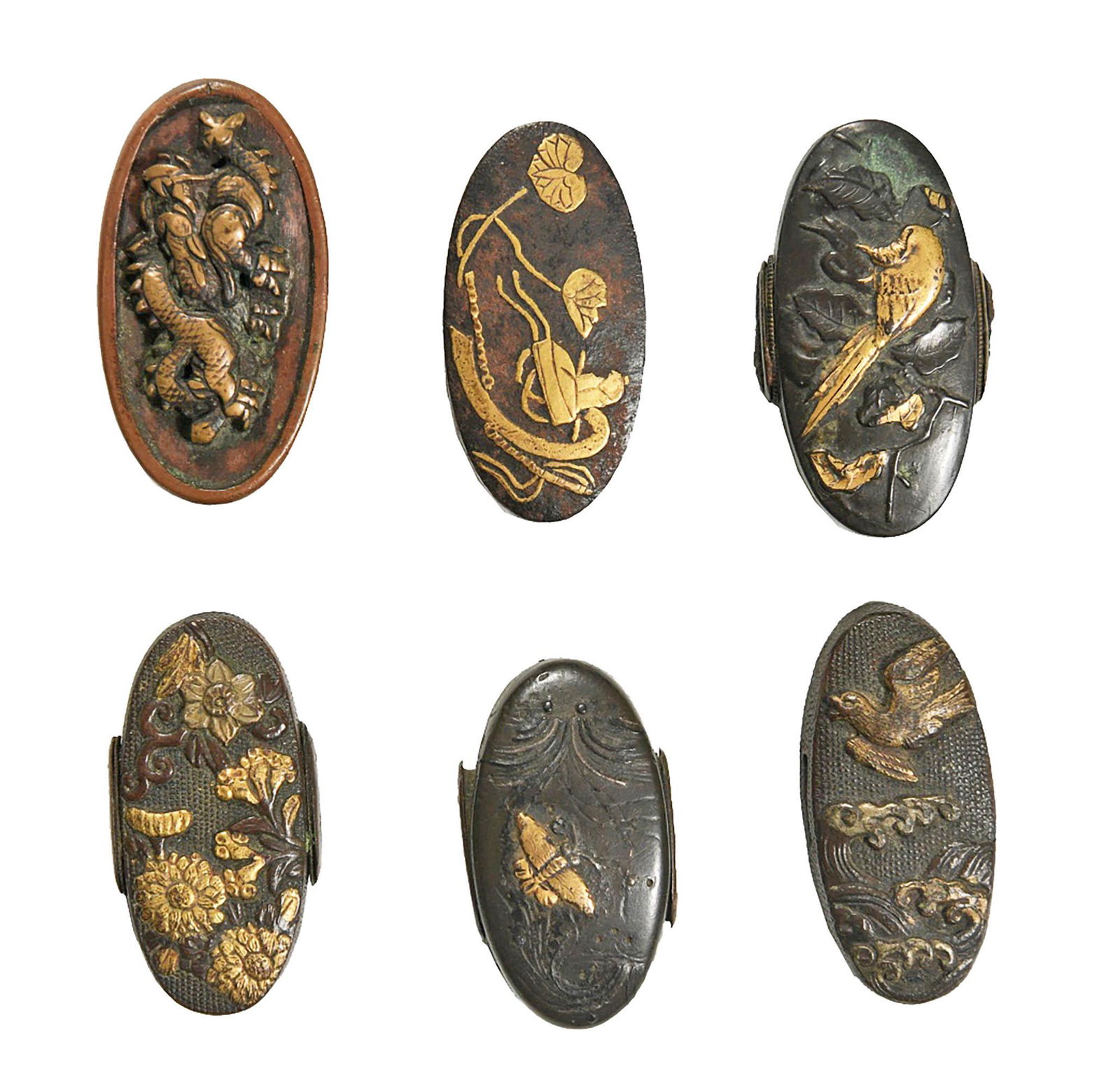 6 Japanese Mixed Metal Kashira (1 of 8)