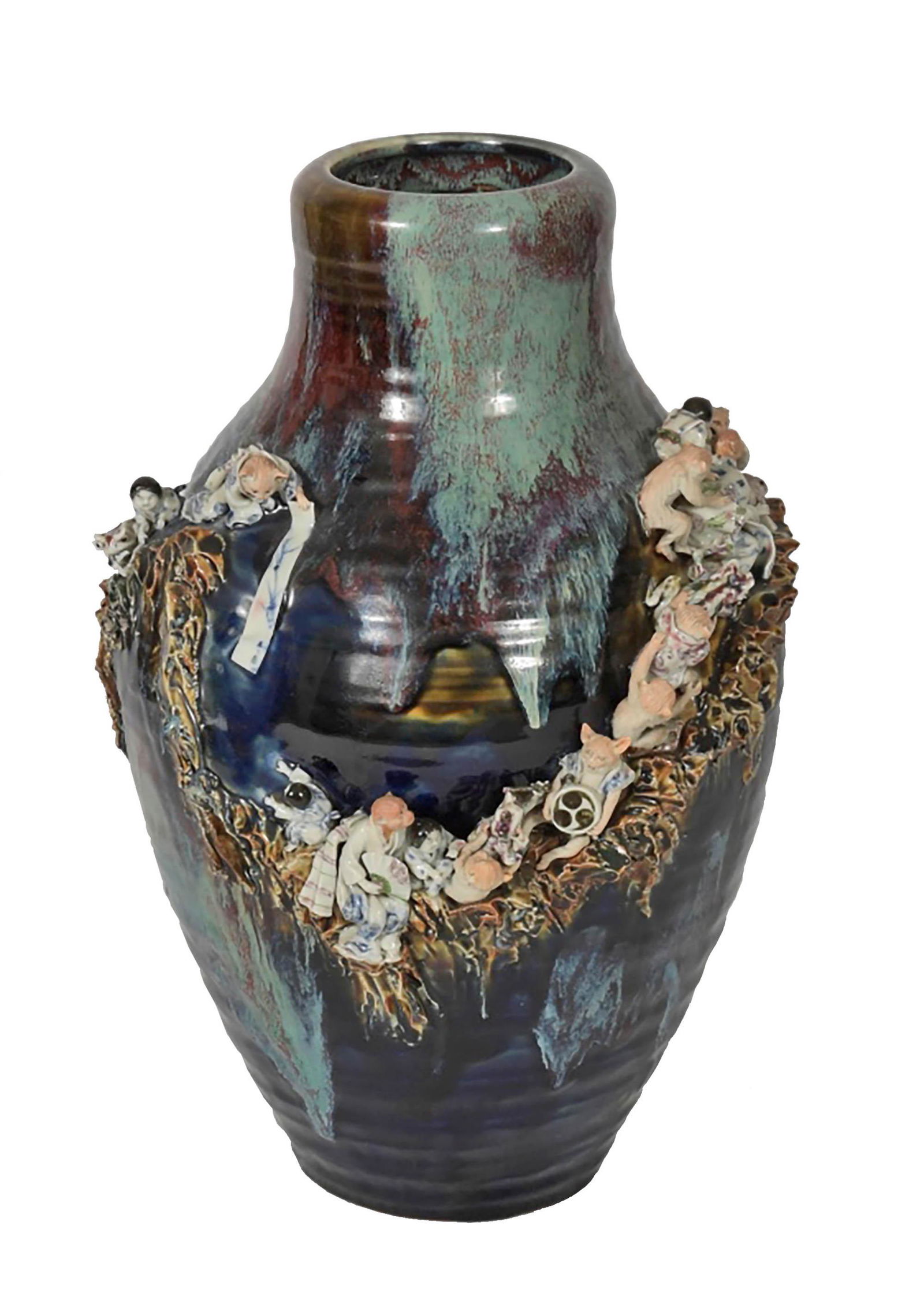 Large Japanese Sumida Pottery Vase (1 of 12)