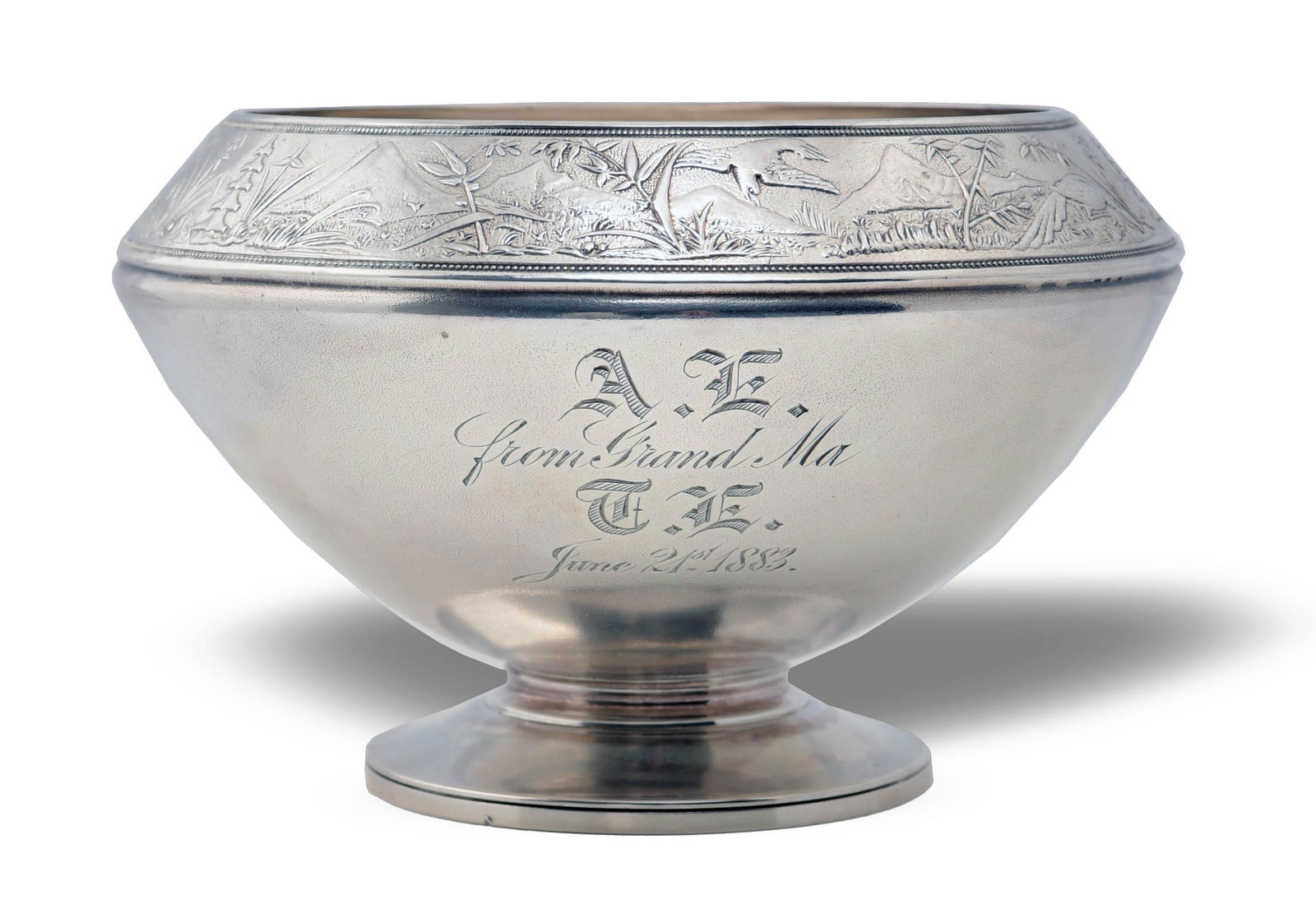 1872 Gorham Sterling Bowl, Japanese Pattern (1 of 9)