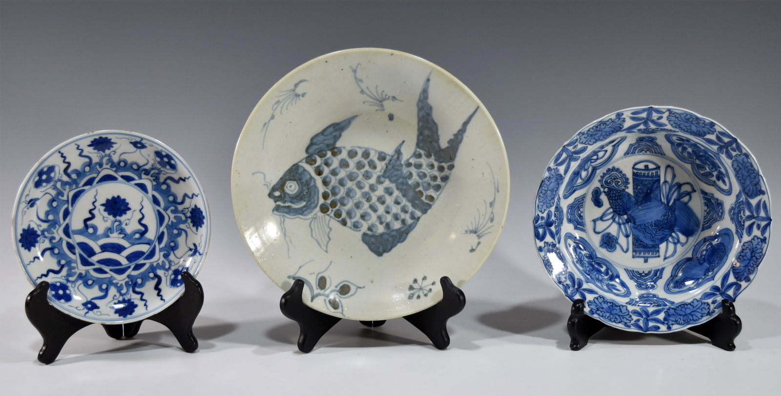 Group of 3 Blue and White Dishes, 18/19th Century (1 of 9)