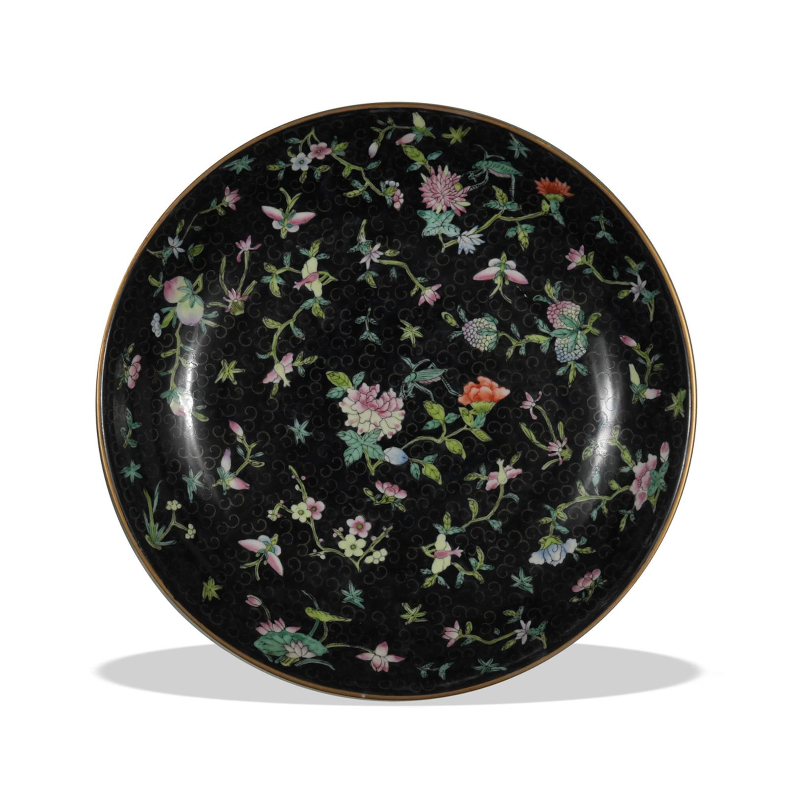 Chinese Famille Rose Black Ground Plate, Republic (1 of 6)