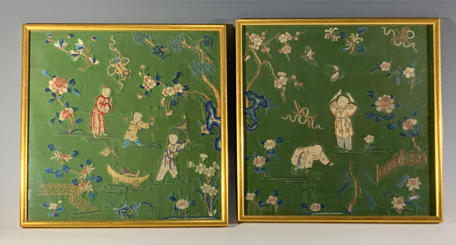 Pair of Framed Chinese Embroideries, Early 20th Century (1 of 5)