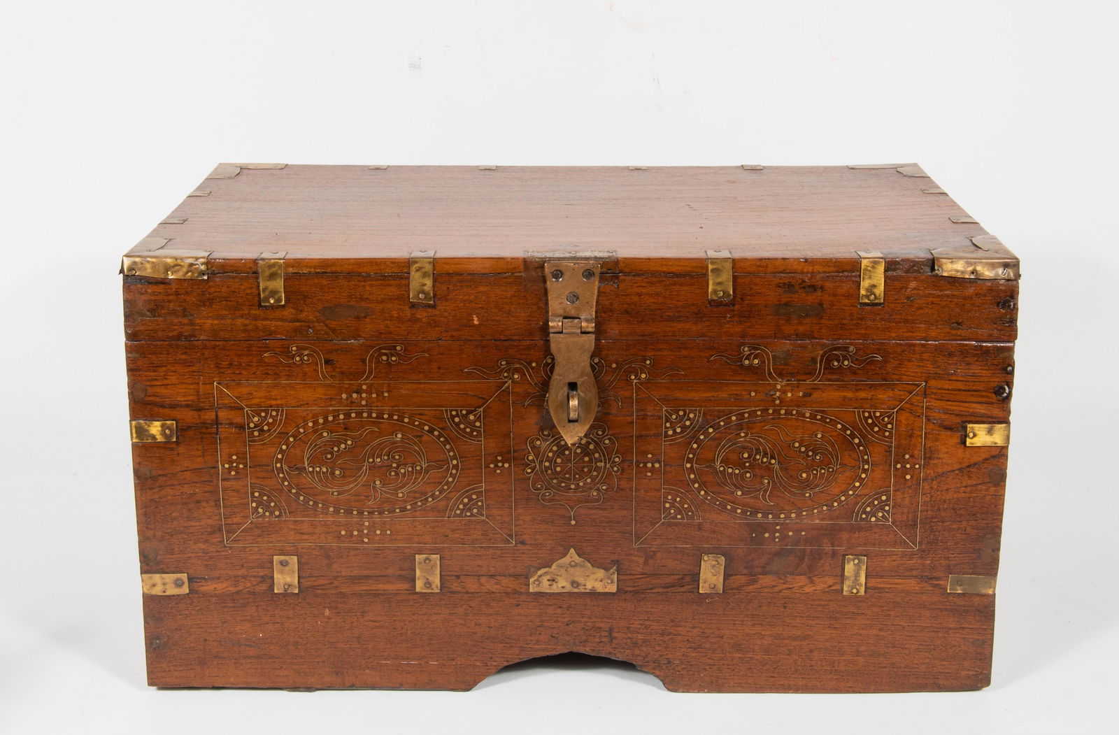 Anglo-Indian Dowry Chest with Brass Inlay 19th C. (1 of 12)