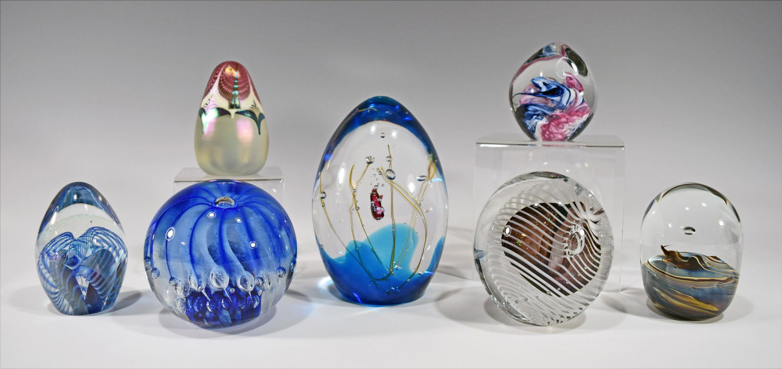 7 Signed Studio Art Glass Paperweights (1 of 6)