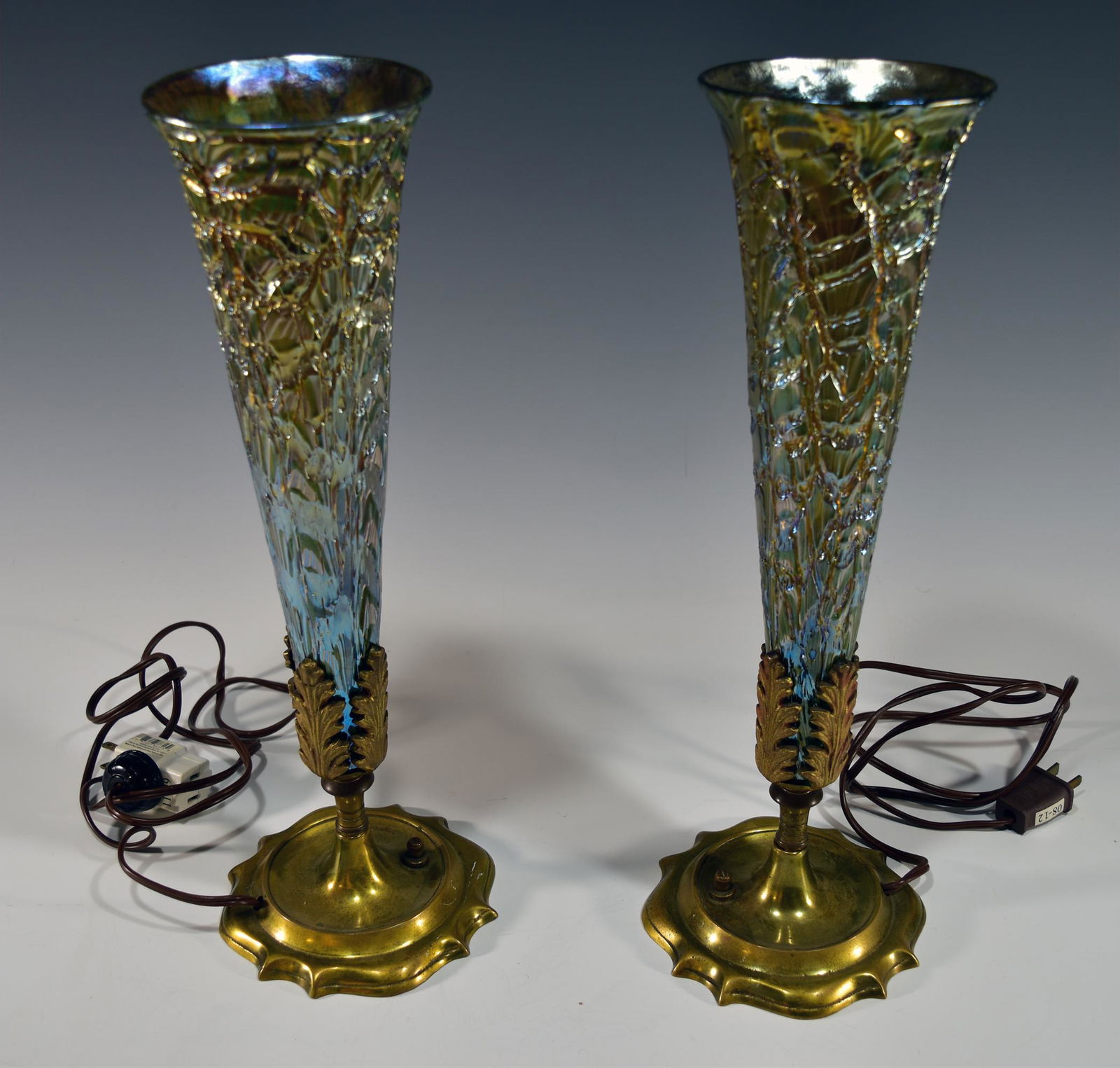 Pair of Durand Moorish Crackle Torchiere Lamps (1 of 5)