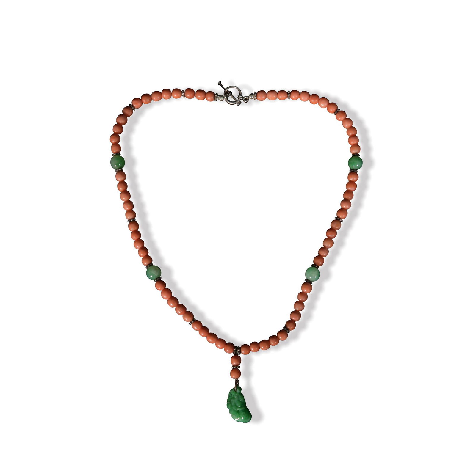 Chinese Coral and Jadeite Necklace, 19th Century (1 of 4)