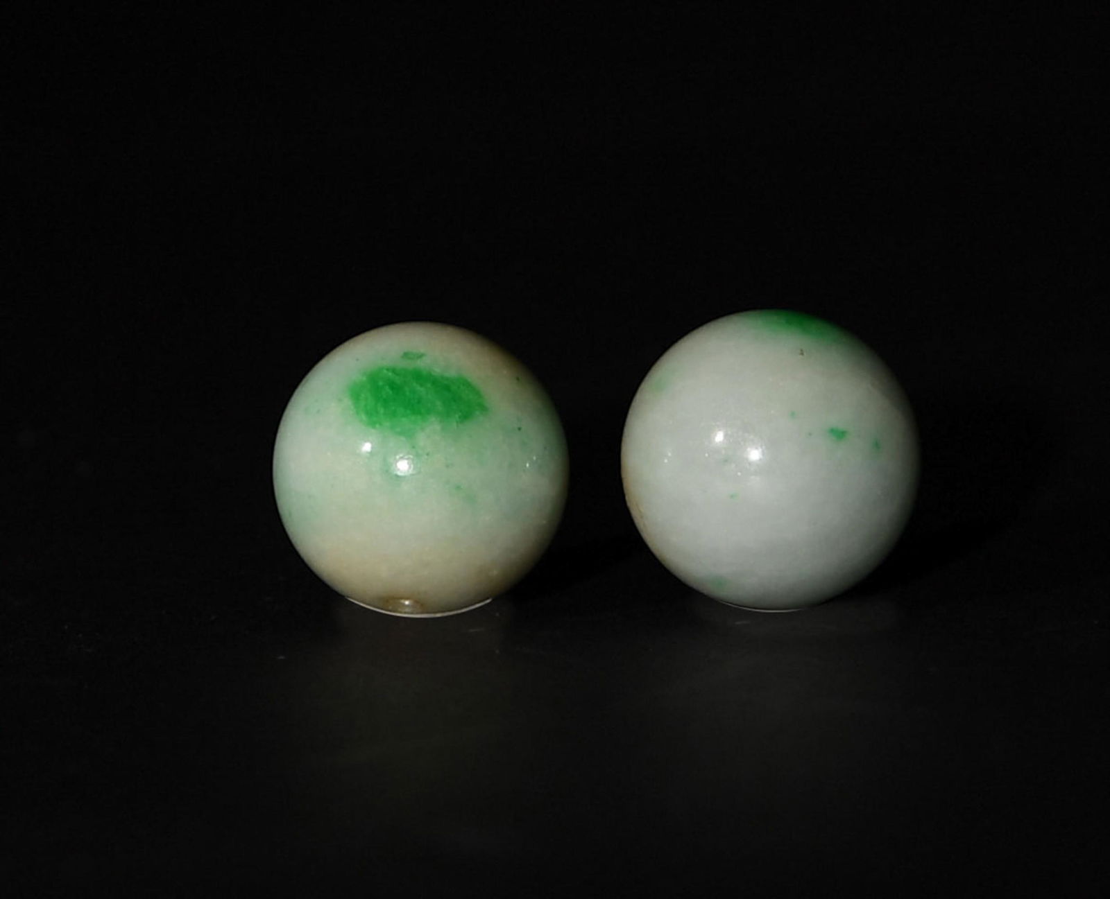 Two Chinese Jadeite Beads, 19th Century (1 of 5)