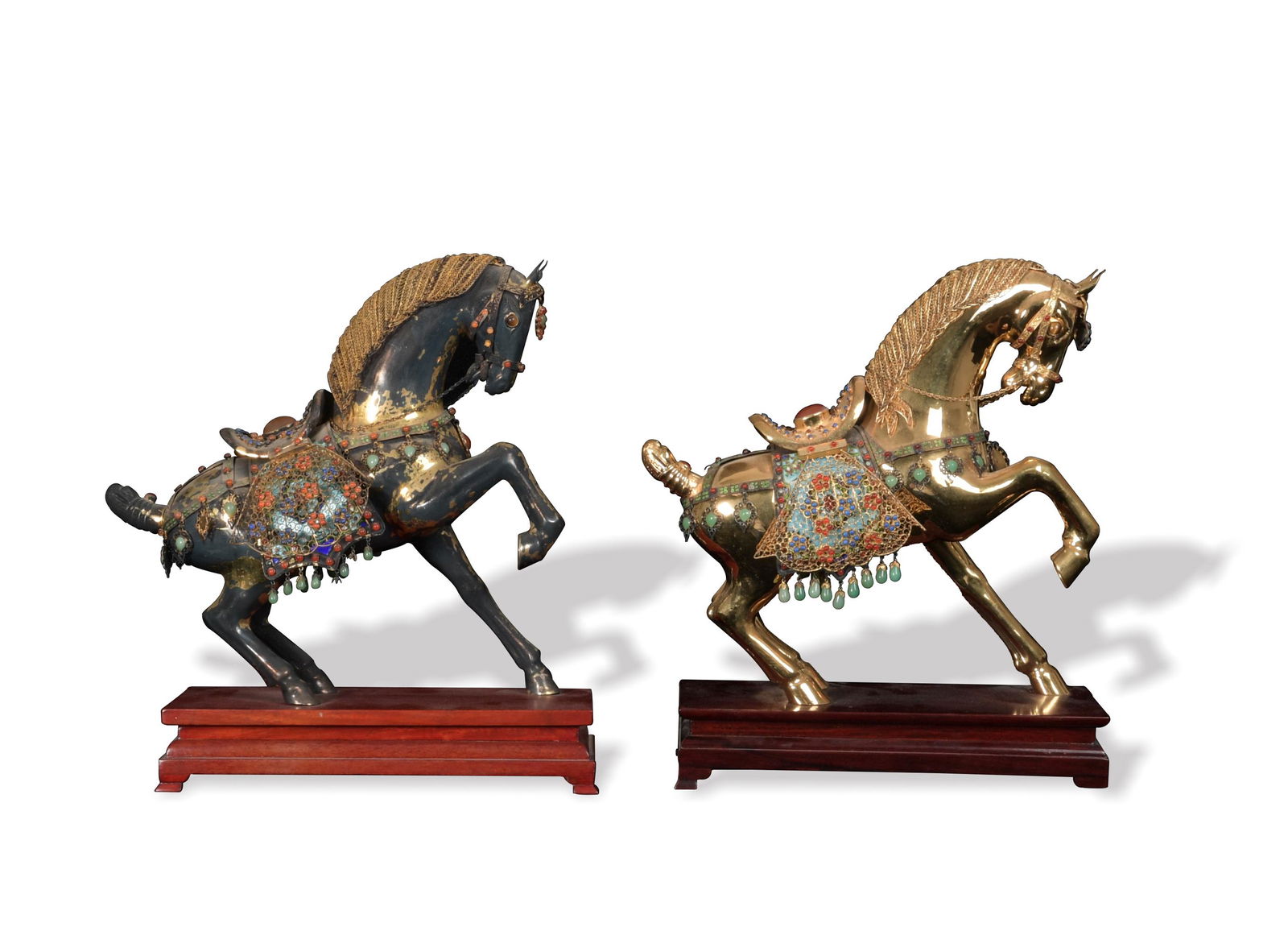 Pair of Chinese Silver Enamel Horses, Mid-20th Century (1 of 8)