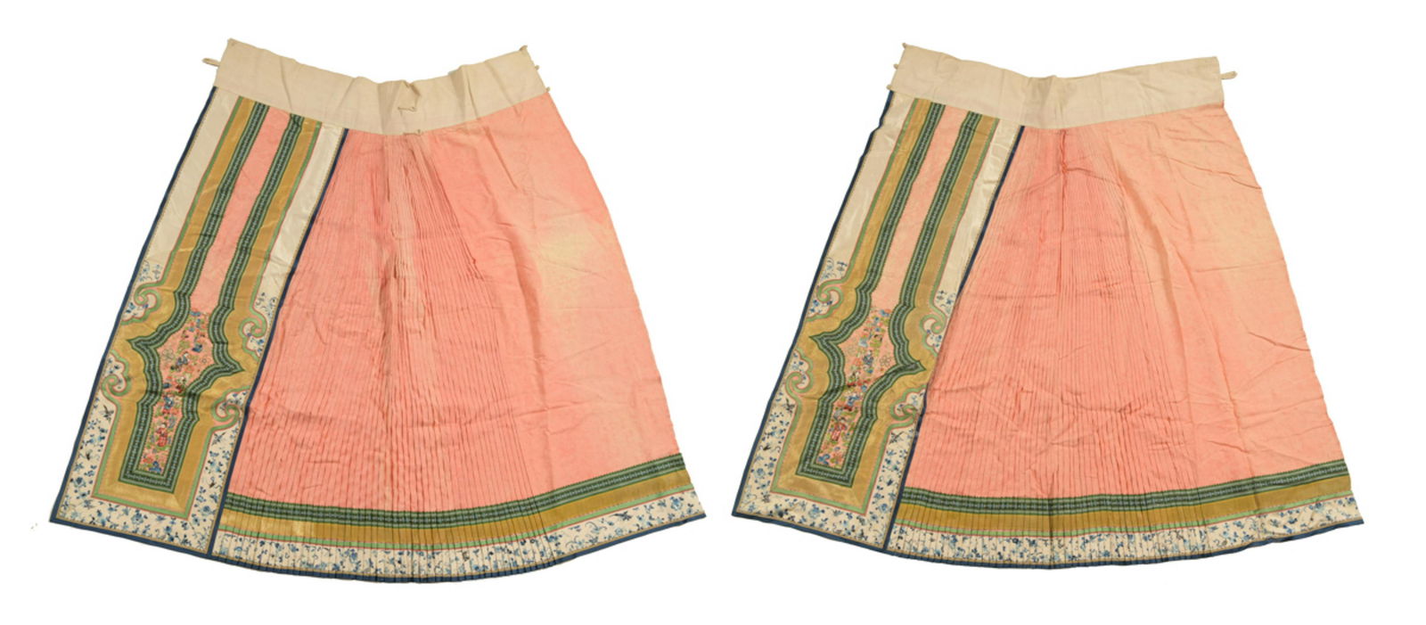 2 Chinese Silk Embroidered Skirts, 19th Century (1 of 10)