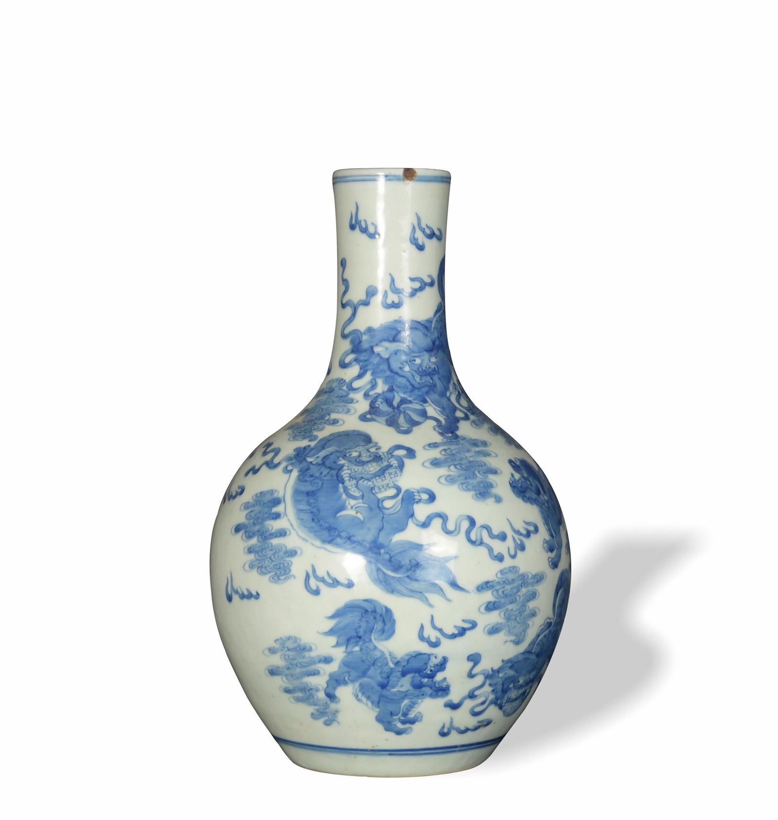 Chinese Blue and White Lion Vase, Early 19th Century (1 of 9)