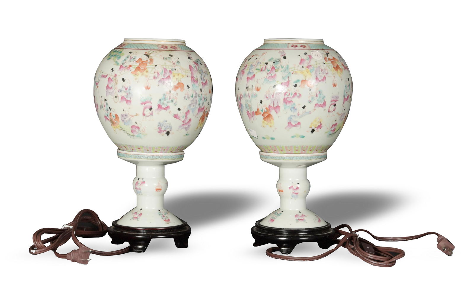 Pair of Chinese Famille Rose Lamps, Republic (1 of 11)
