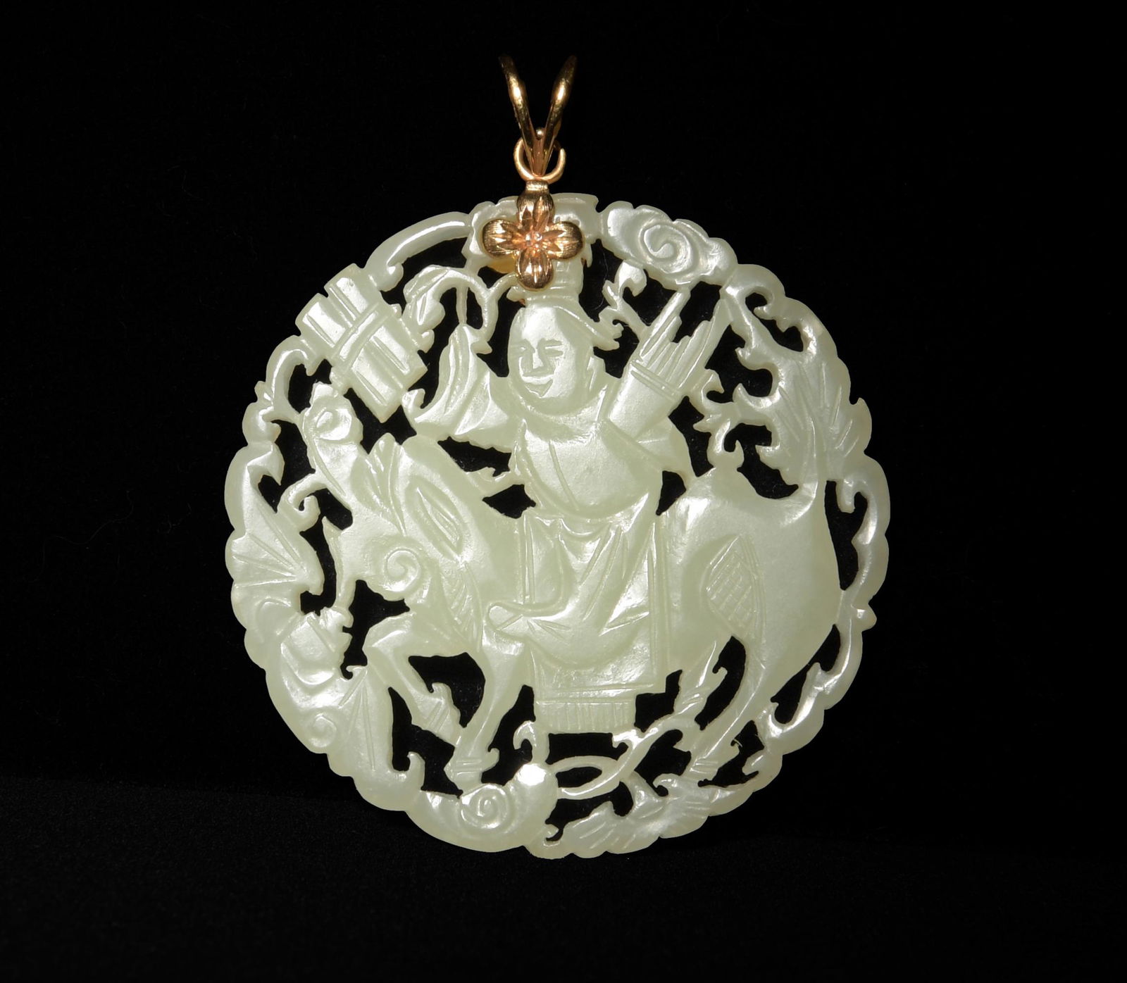 Chinese Pierced Jade Round Plaque, 19th Century (1 of 3)