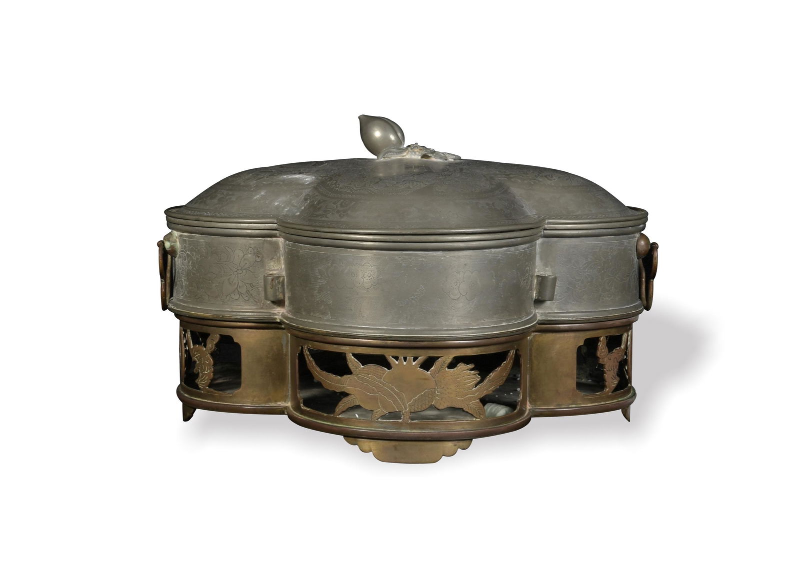 Chinese Pewter Warmer, Late 19th Century (1 of 14)