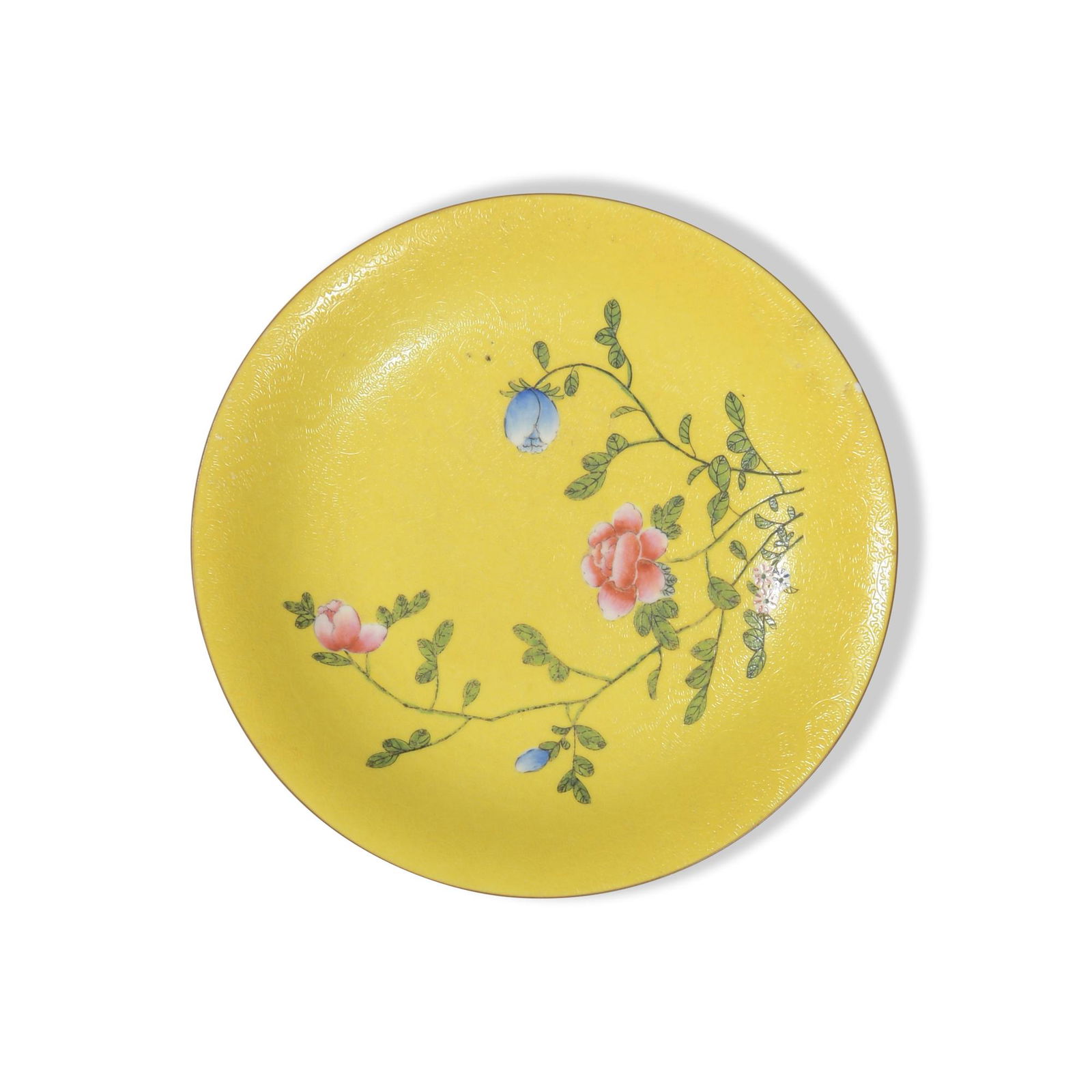 Chinese Yellow Ground Famille Rose Plate, 19th Century (1 of 7)