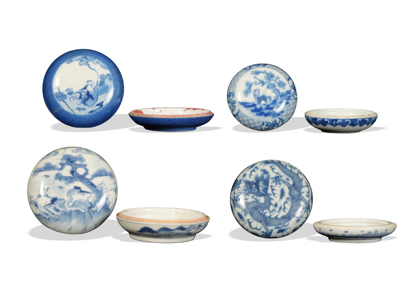 4 Chinese Blue and White Seal Boxes, 19-Early 20th (1 of 20)