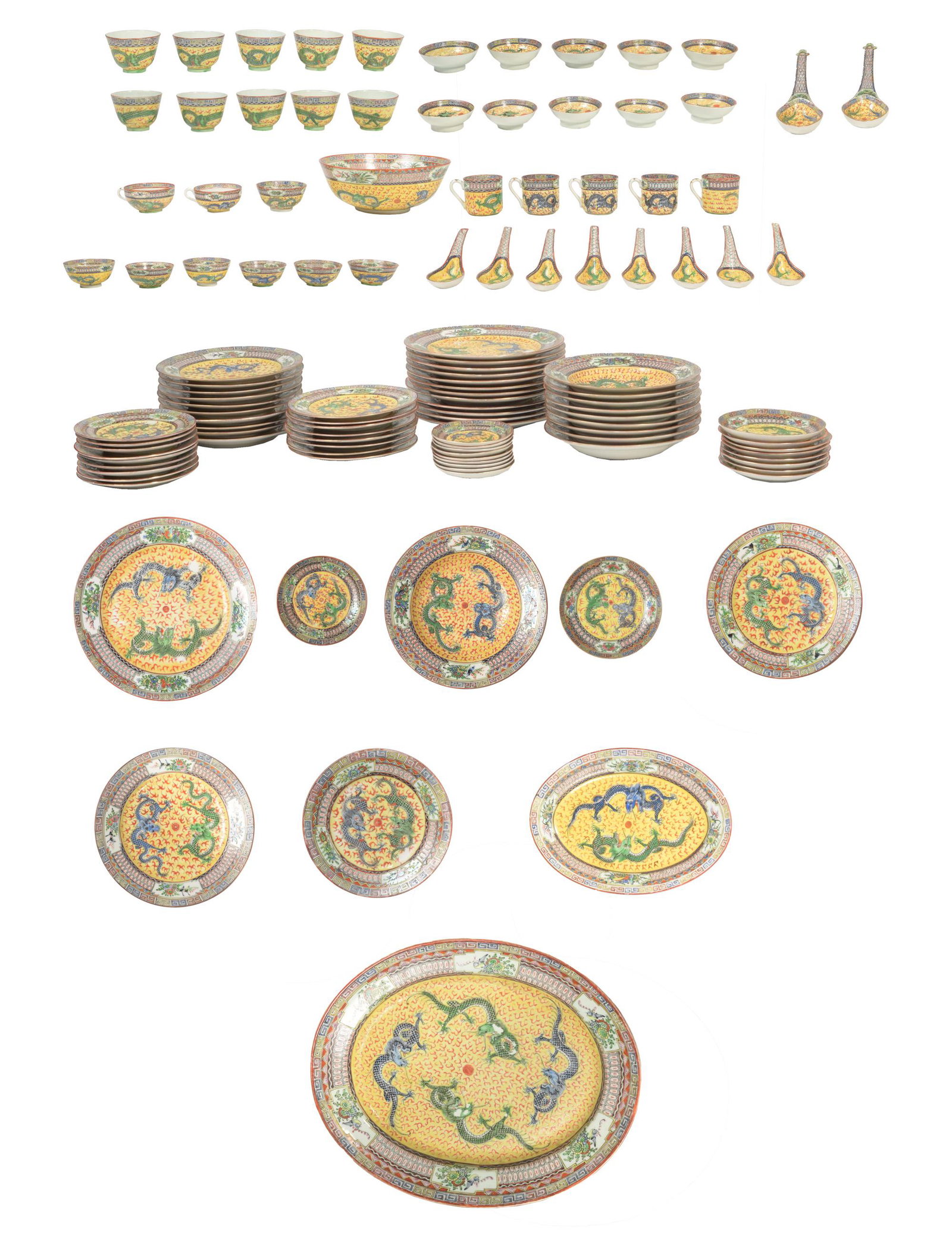Set of 112 Famille Rose Tableware, 19-20th Century (1 of 19)