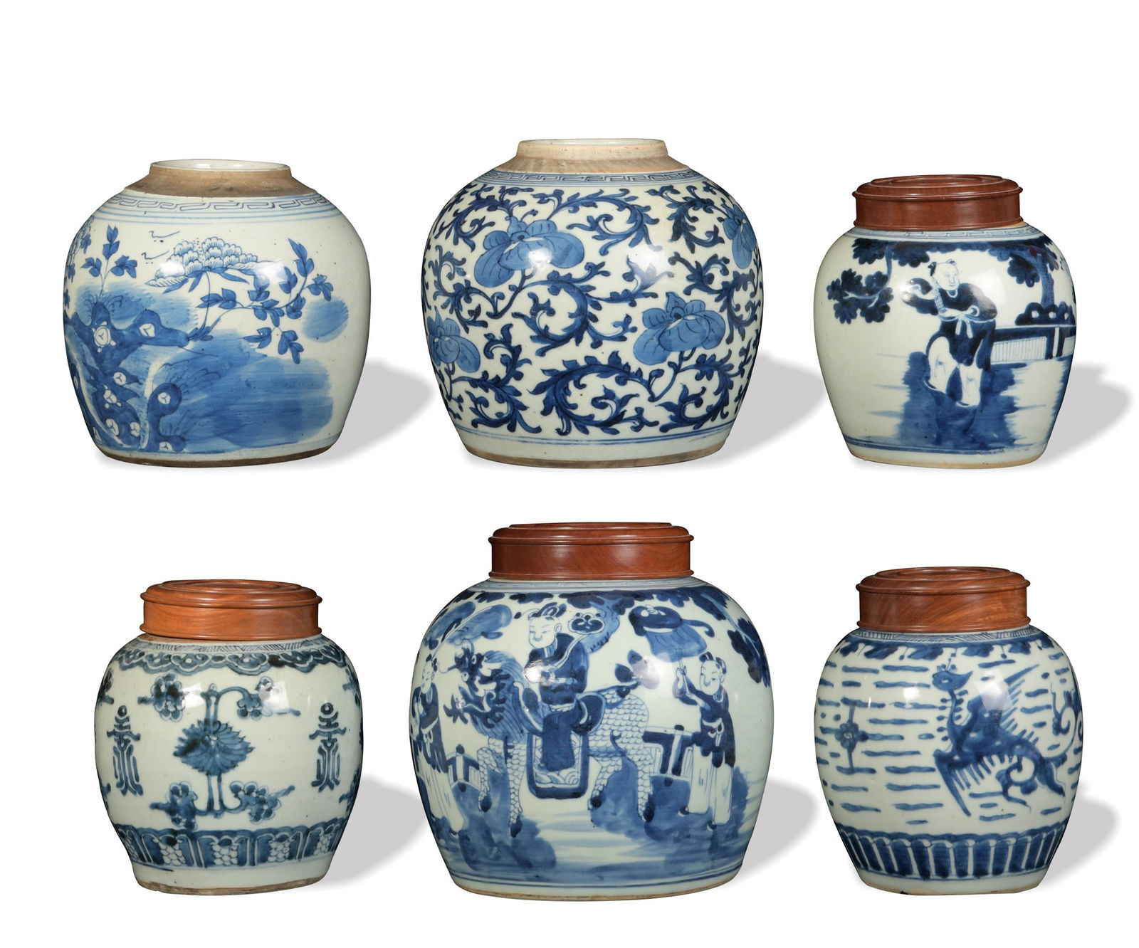 6 Chinese Blue and White Jars, 18/Early 19th Century (1 of 12)