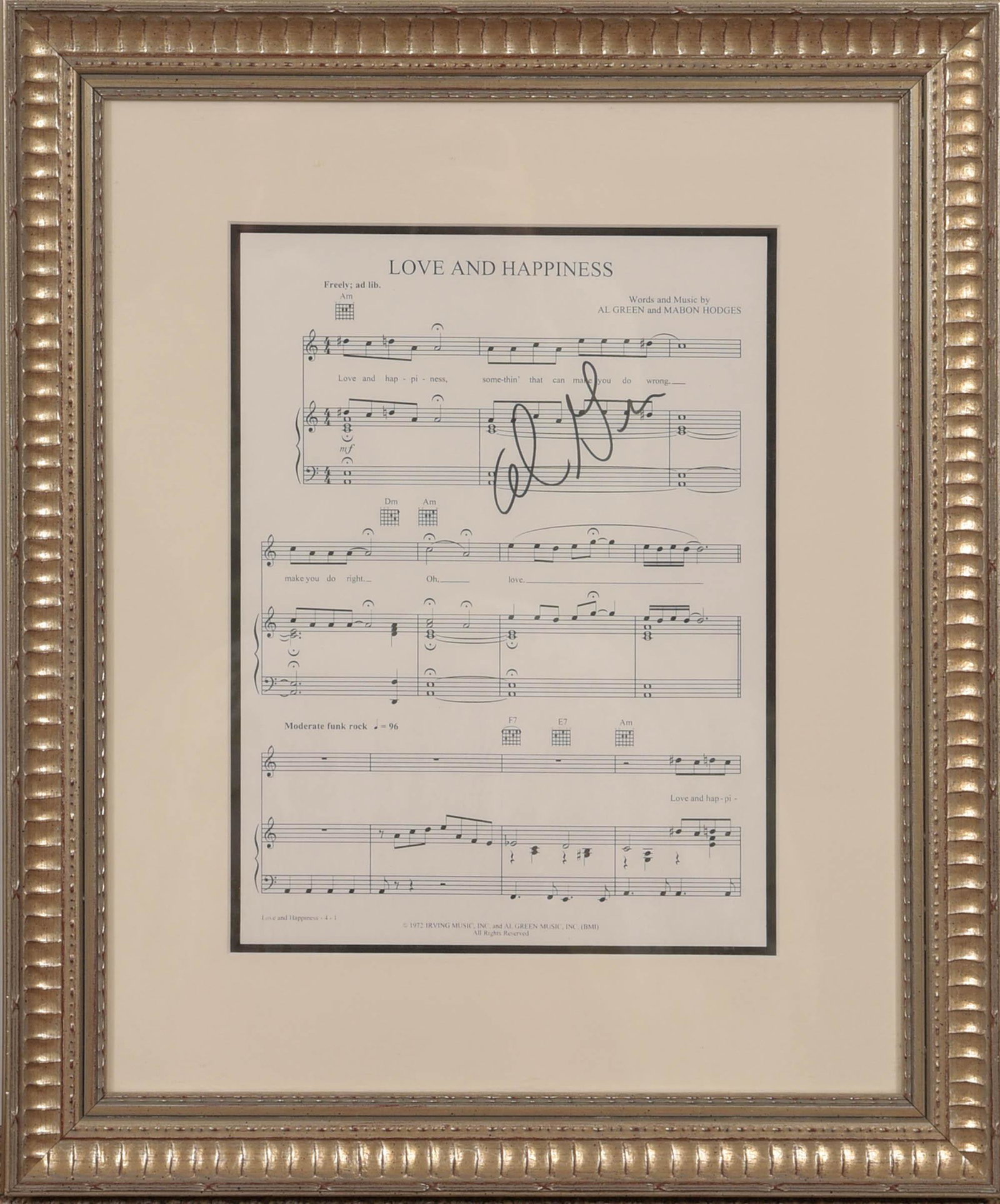 Al Green Signed "Love and Happiness" Sheet Music (1 of 5)