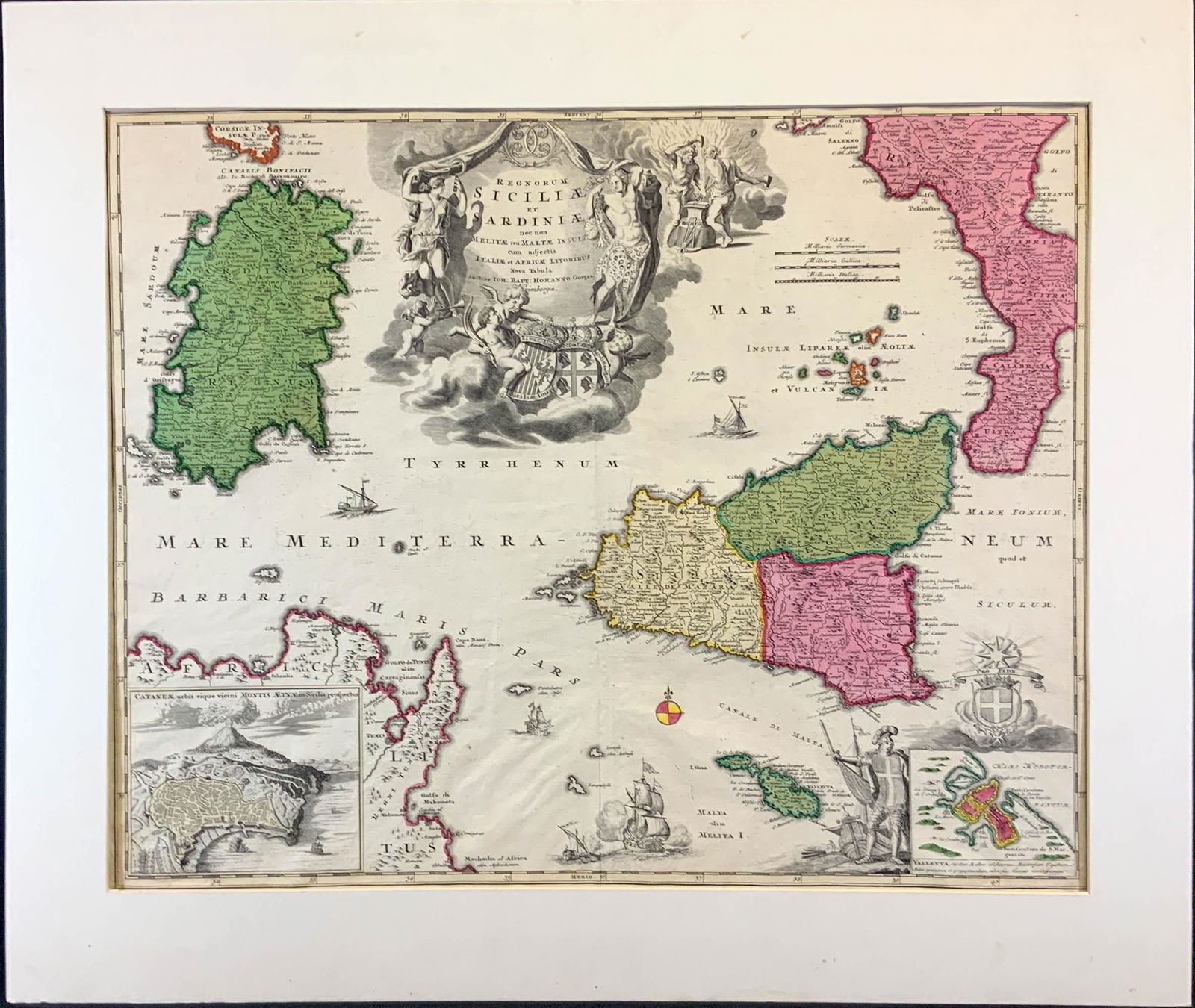 Johann B. Homann's Map of Sicily and Sardinia C-1715 (1 of 8)