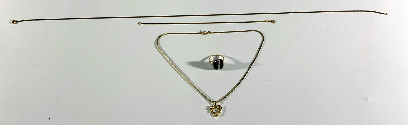 A Lot of Three 14K Gold Necklaces and a 10K Gold and D (1 of 4)