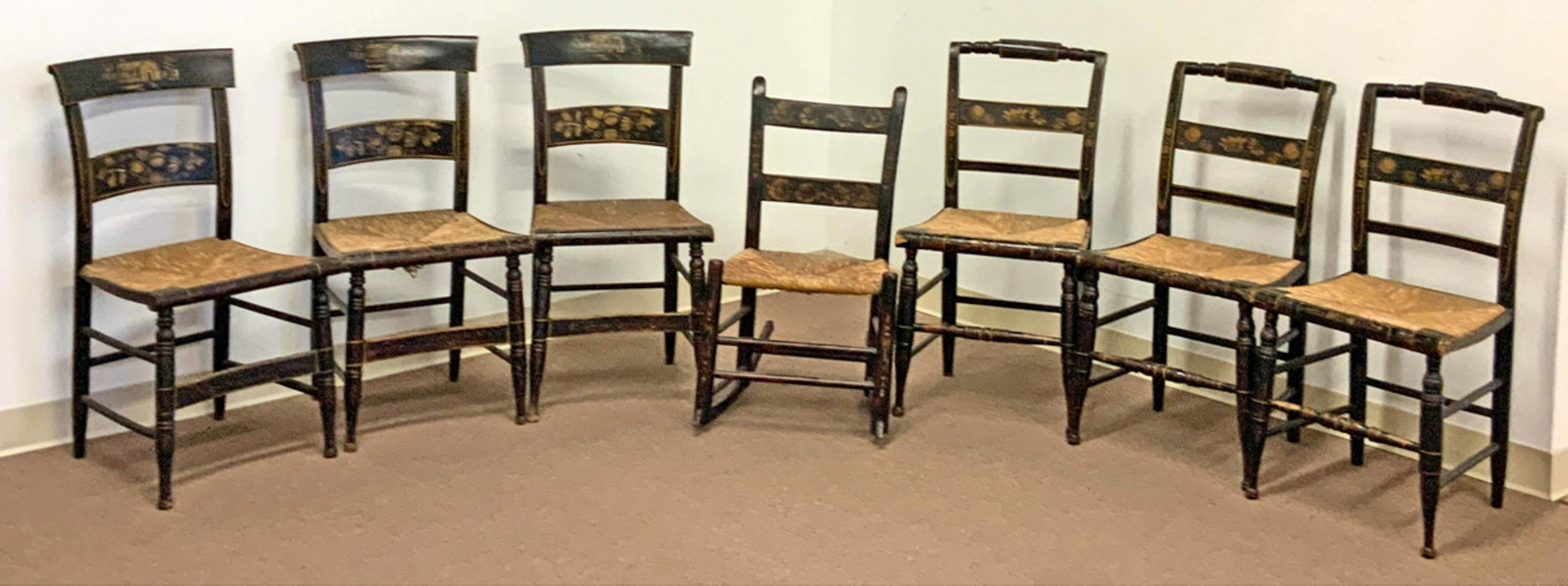 7 Hitchcock Paint Decorated Chairs (1 of 11)