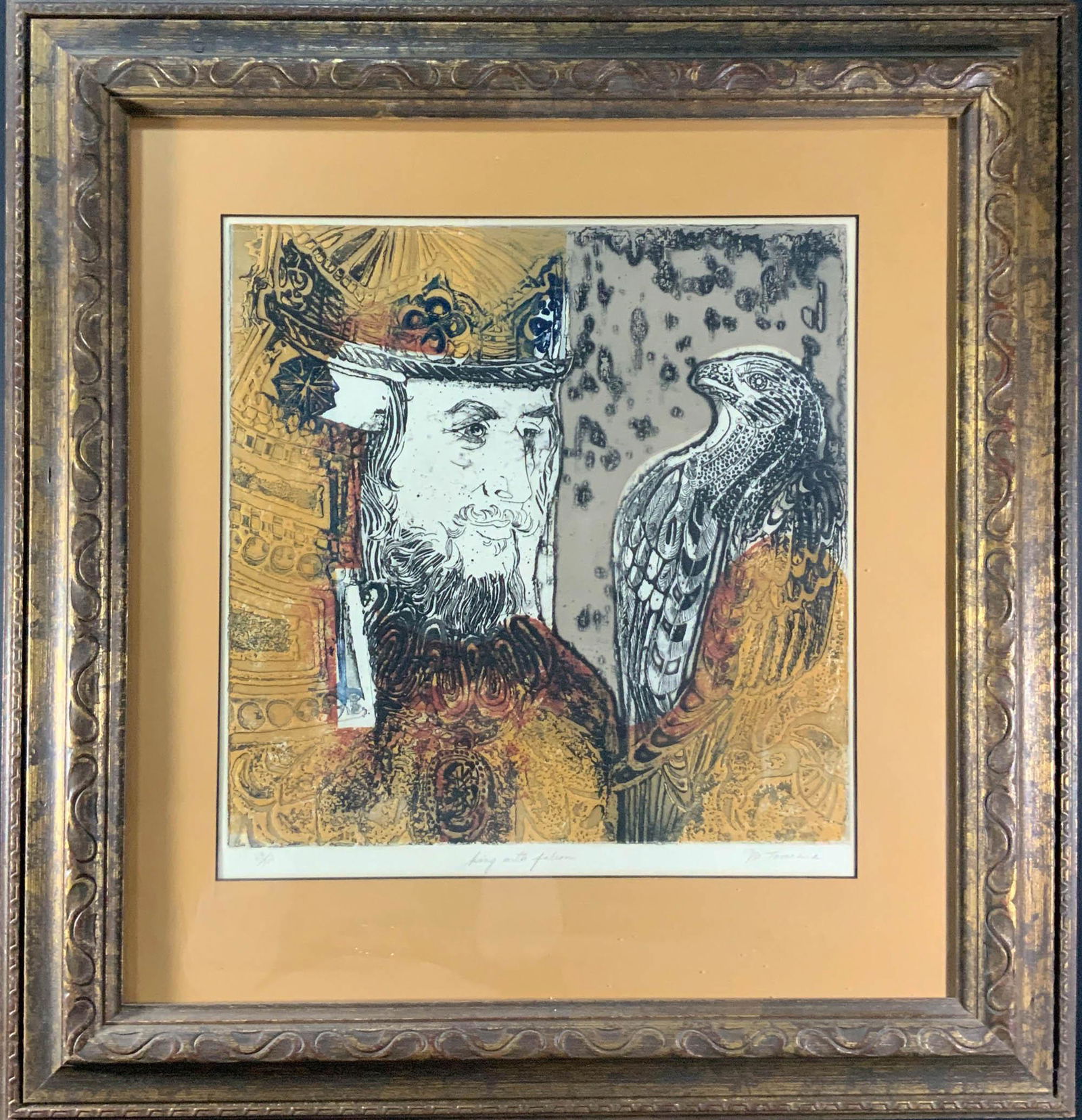 M. Tomchuk Aquatint Etching "King with Falcon" (1 of 13)