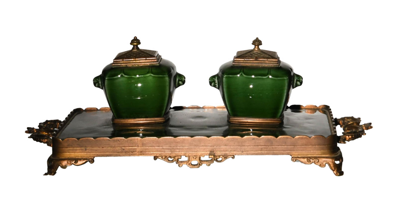 Chinese Green Glazed Inkwell, Late 19th Century (1 of 10)