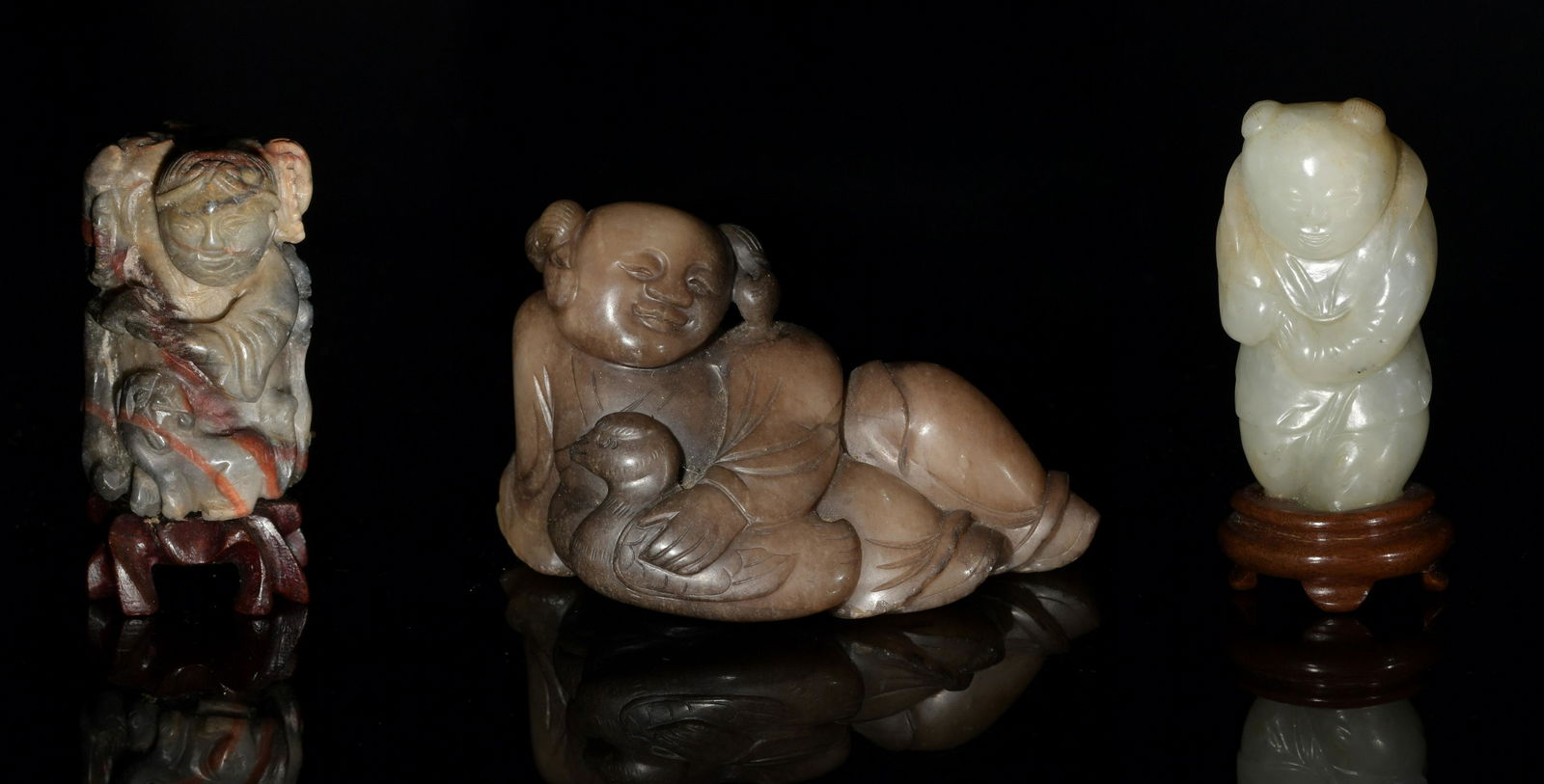 3 Chinese Stone and Jade Carvings, 18th Century (1 of 19)