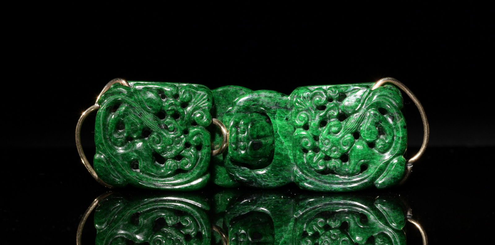 2-Part Chinese Jadeite Chilong Belt Buckle, 18th (1 of 5)