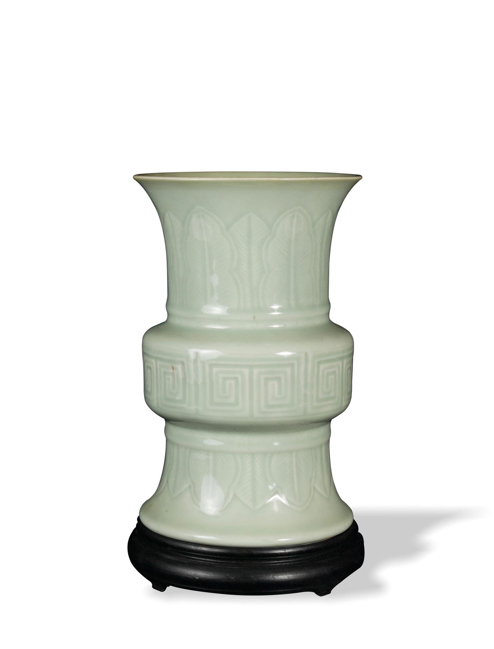 Chinese Celadon Gu Vase with Stand, 19th Century (1 of 10)