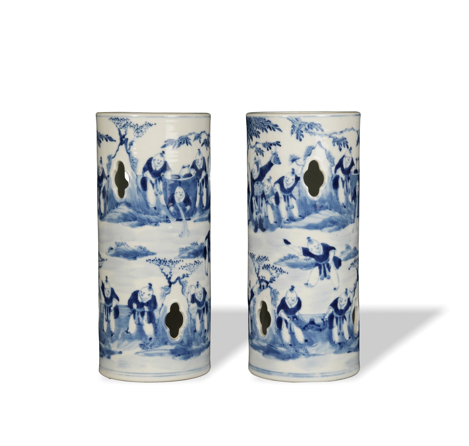 Pair of Chinese Blue and White Hat Stands, Late 19th (1 of 13)