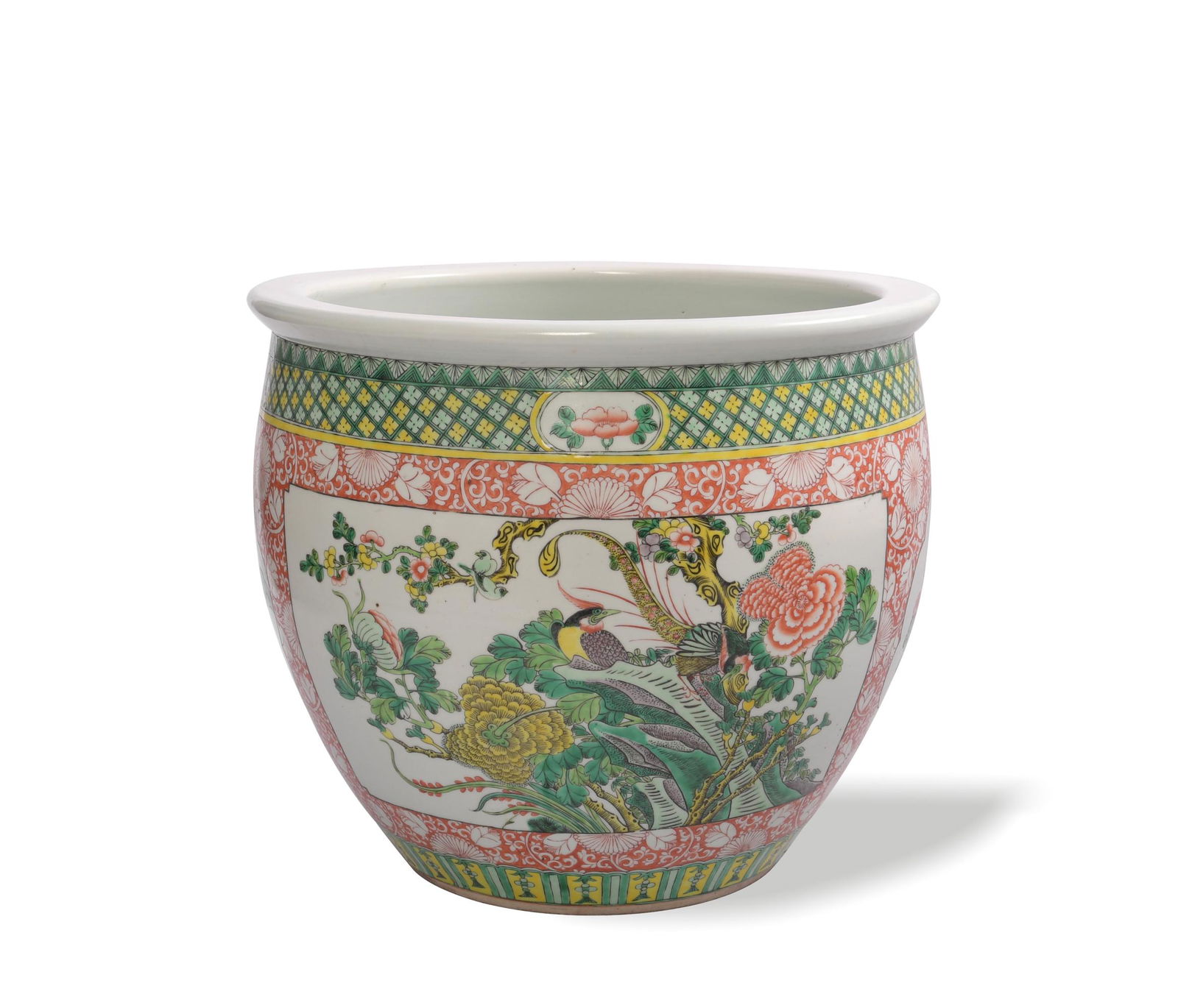 Chinese Wucai Floral Fishbowl, 19th Century (1 of 10)