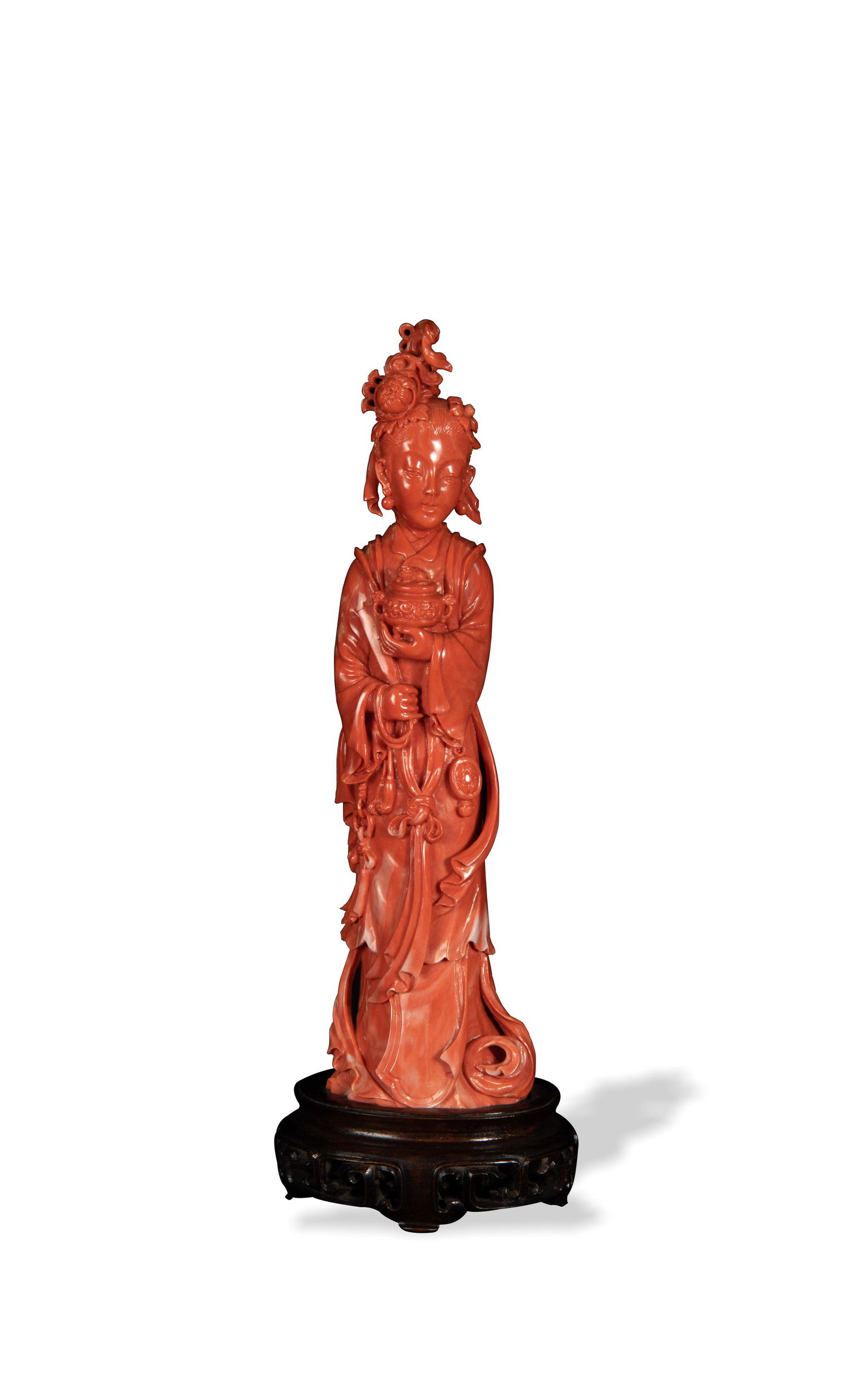 Chinese Coral Carving of a Lady, Late 19th Century (1 of 9)