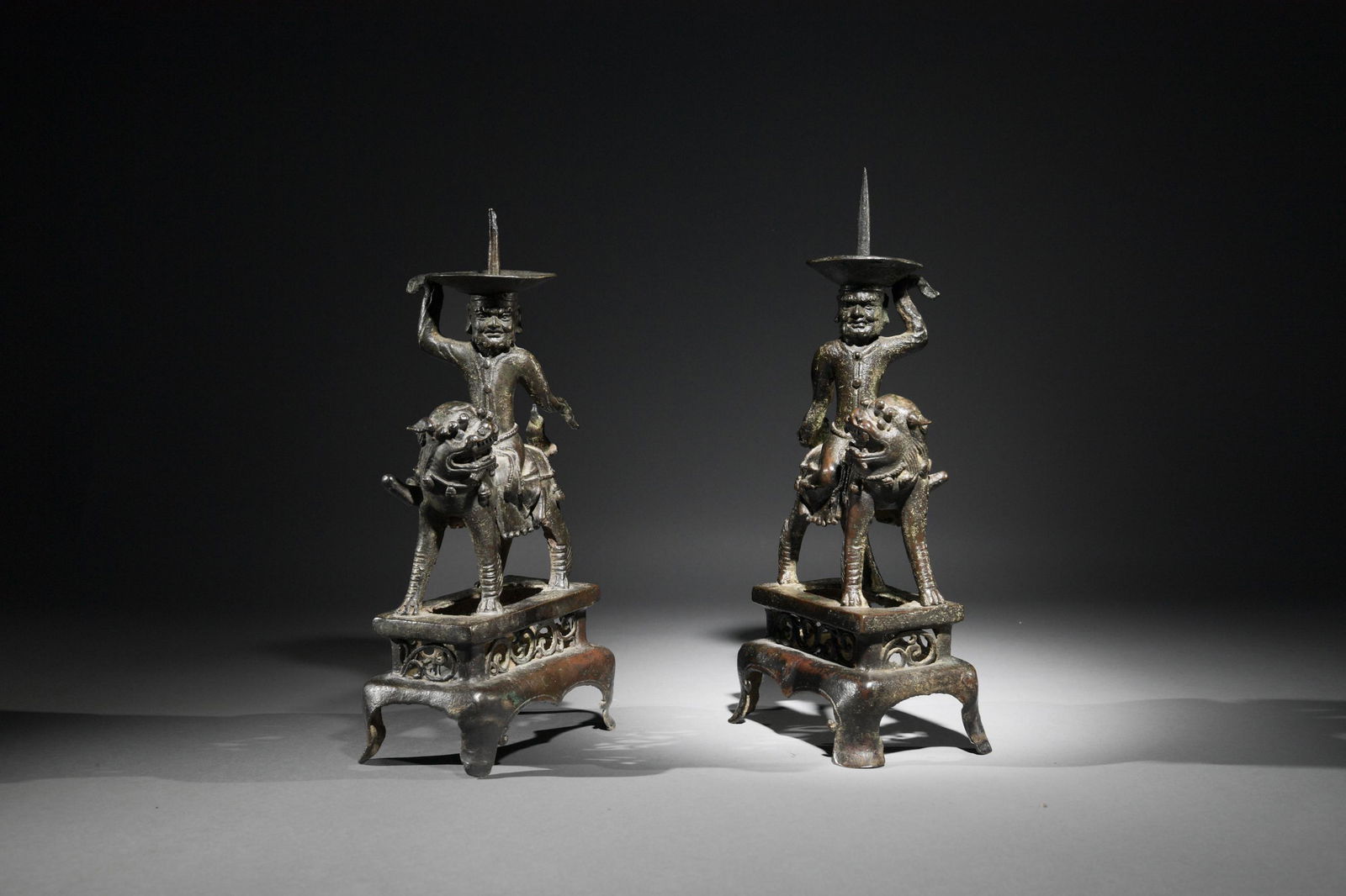 Pair of Bronze Candlesticks, 18th Century or Earlier (1 of 10)