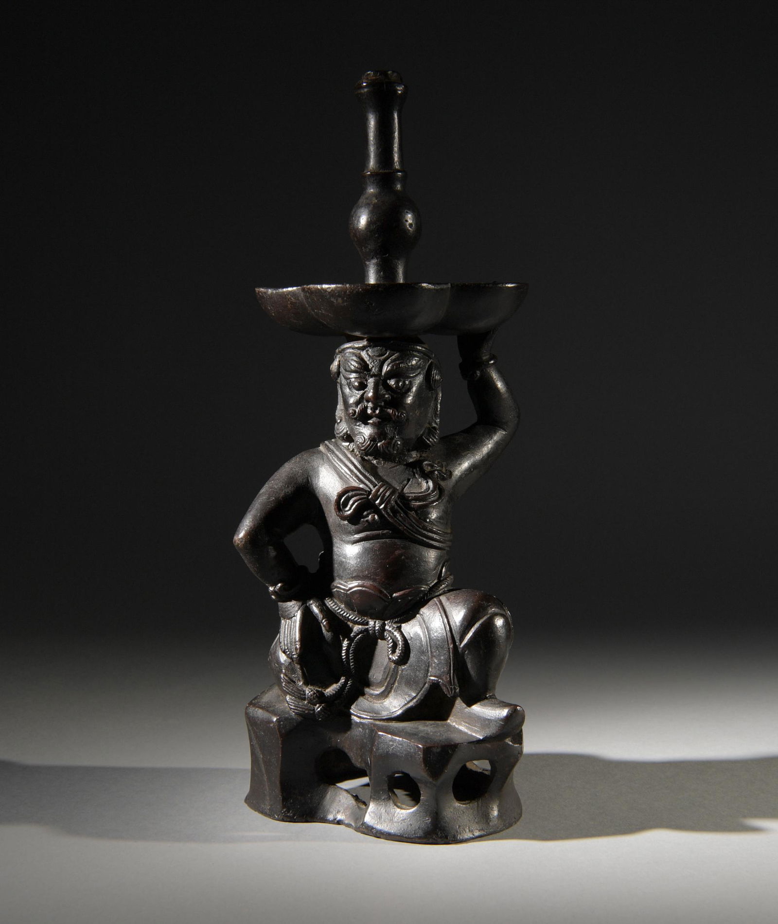 Chinese Bronze Western Figure Candlestick, Ming (1 of 10)