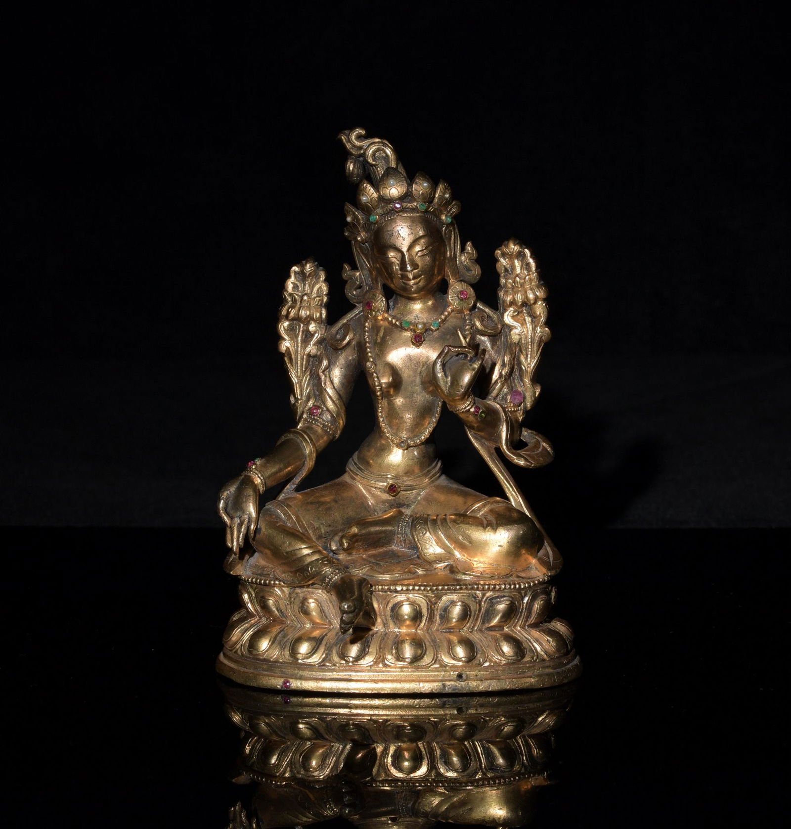Chinese Gilt Bronze Green Tara, 18th Century (1 of 9)