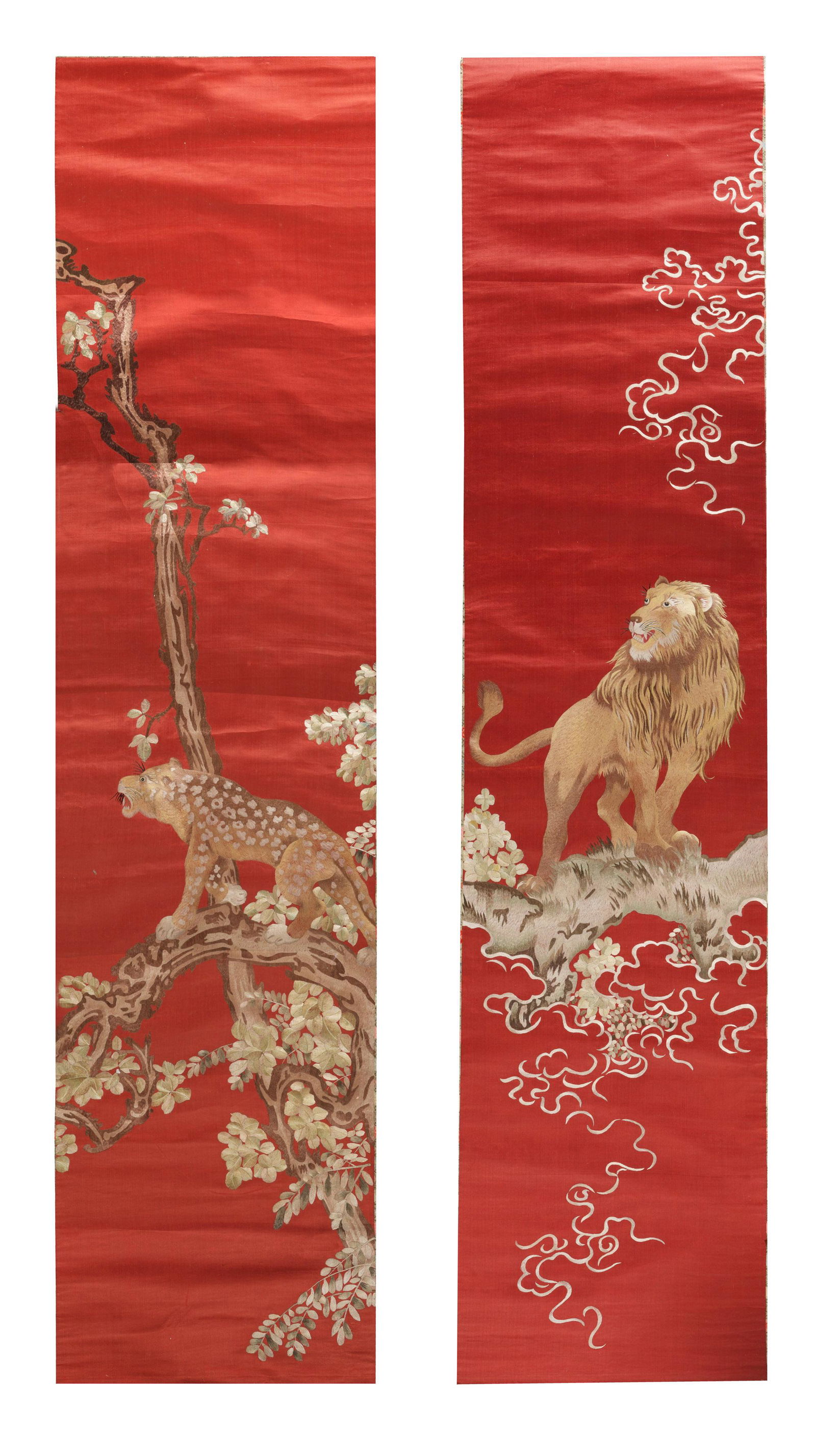Pair of Chinese Red Silk Embroidered Panels, Republic (1 of 8)