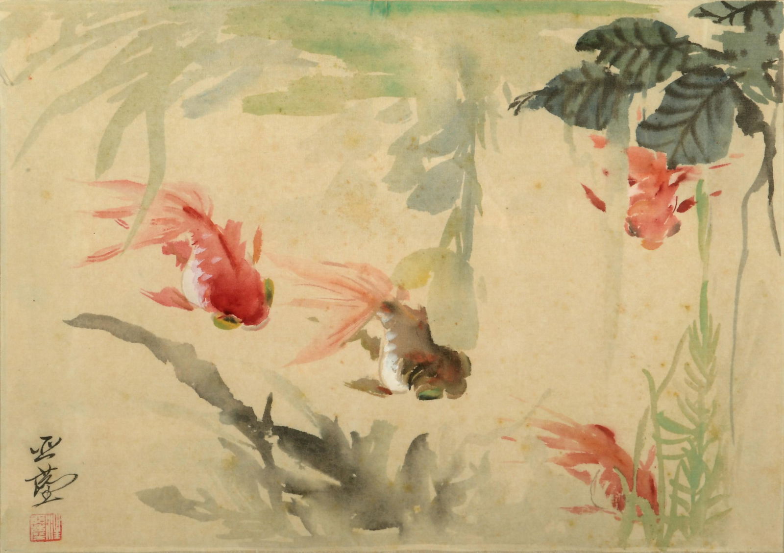 Framed Chinese Painting of Goldfish by Wang Yacheng (1 of 10)