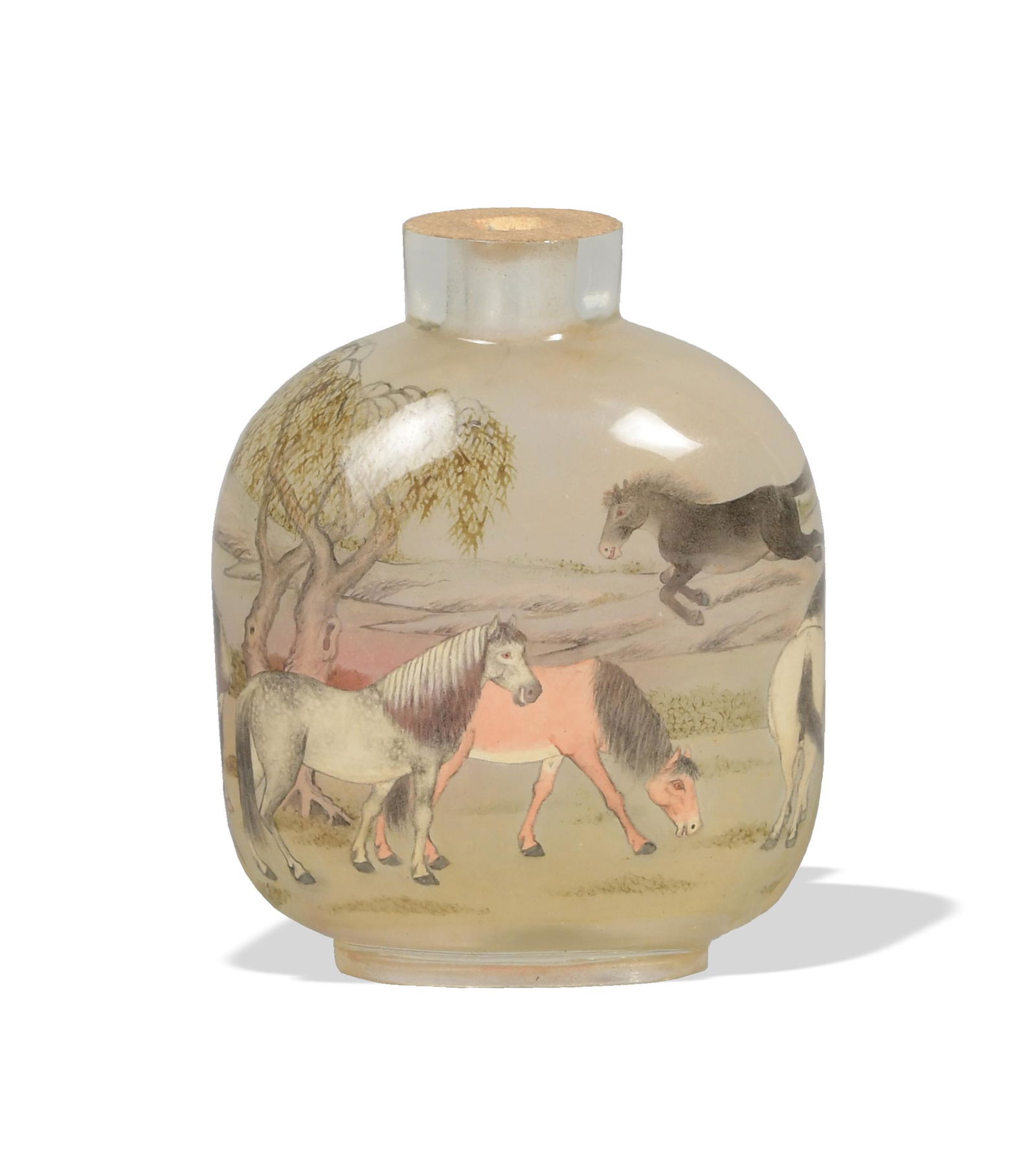 Chinese Inside-Painted Snuff Bottle with Horses by Ye (1 of 10)