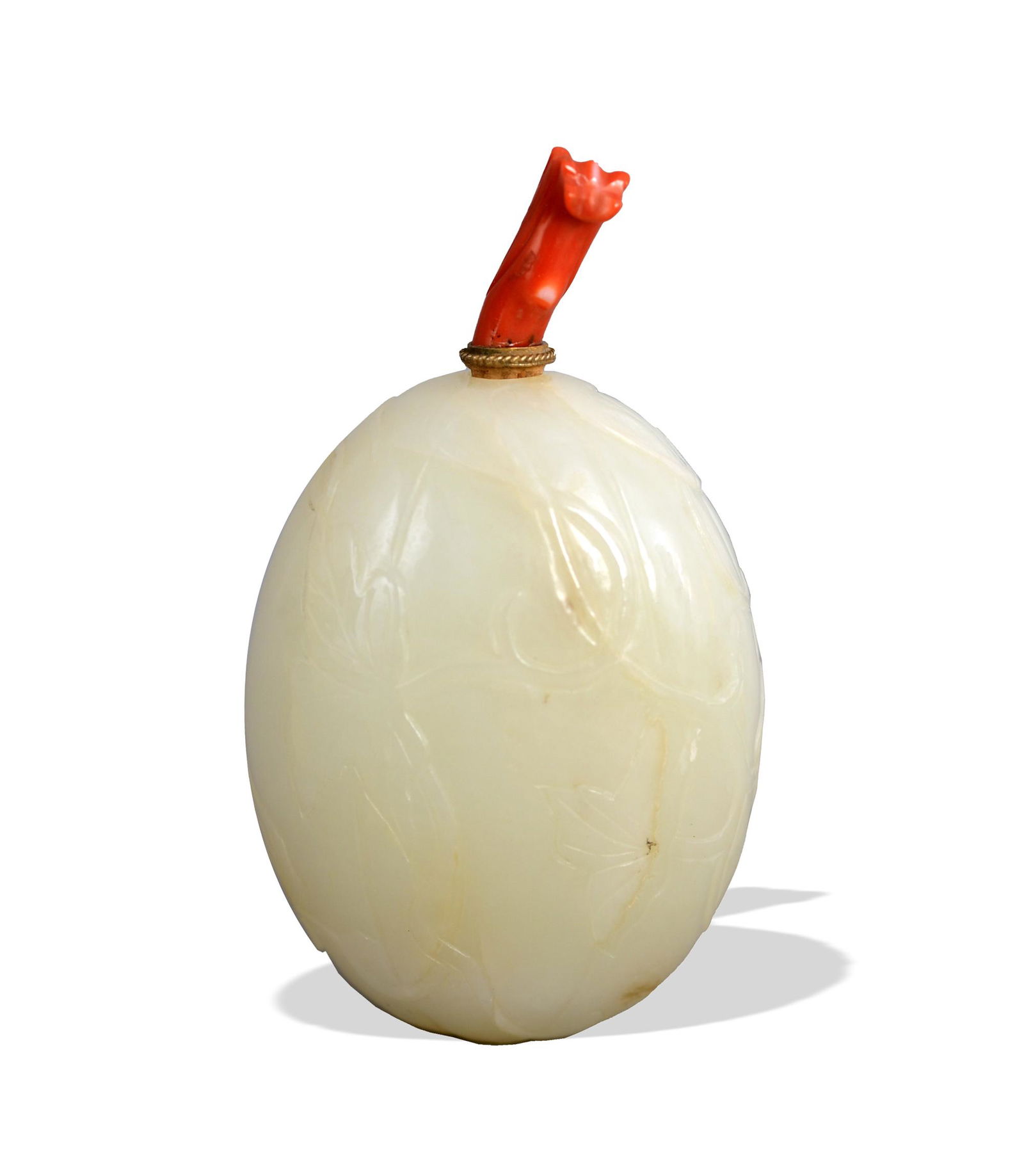 Chinese White Jade Melon Shaped Snuff Bottle, 18th (1 of 9)