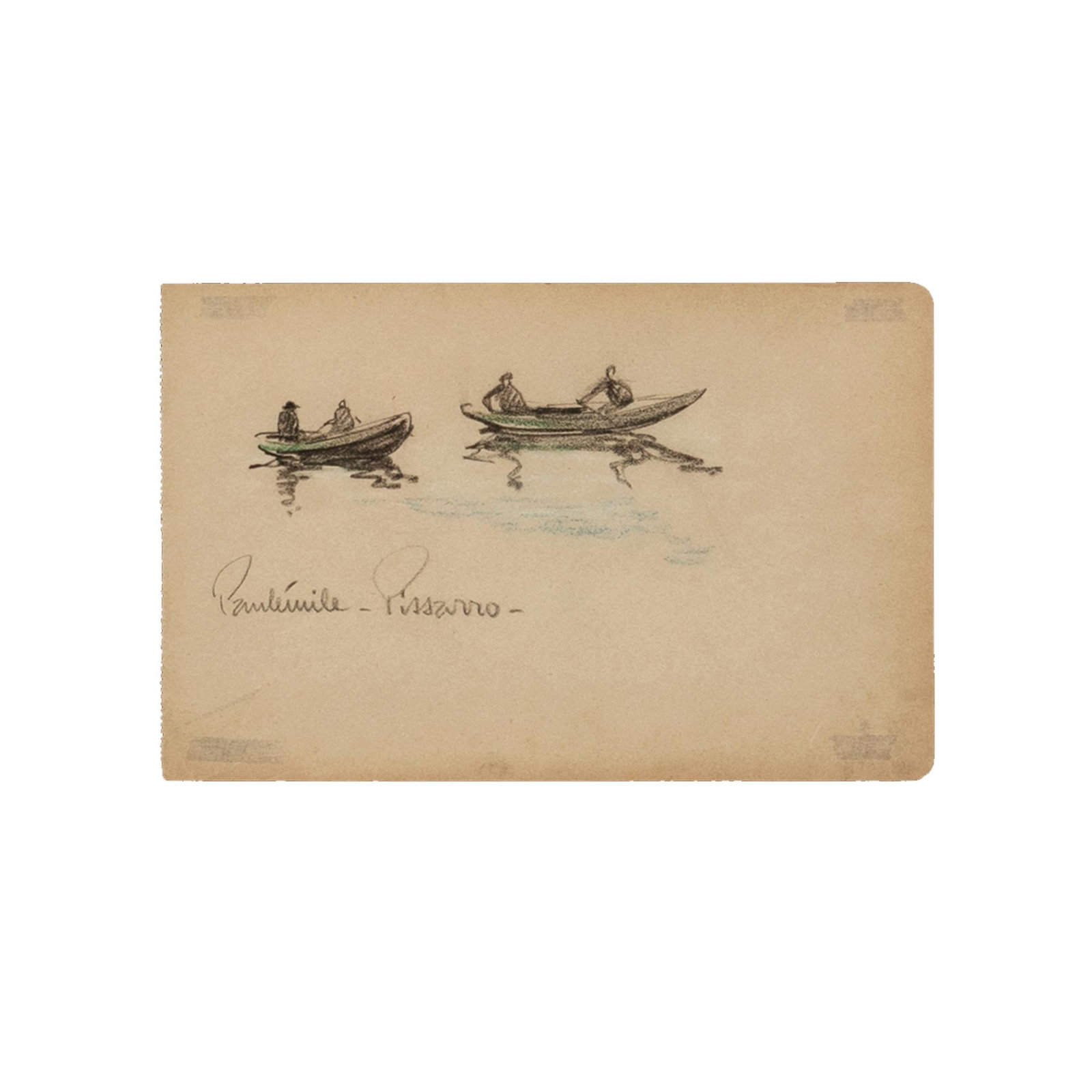 Paul-Emile Pissarro (French, 1884-1972) charcoal and pastel artwork with a 2009 Pissaro-Stern: Paul-Emile Pissarro (French, 1884-1972) charcoal and pastel artwork with a 2009 Pissaro-Stern Gallery letter signed by Lelia Pissarro on verso. Dimensions are: Sight, L: 7 3/4 inches, 19.7 cm. H: 5 in
