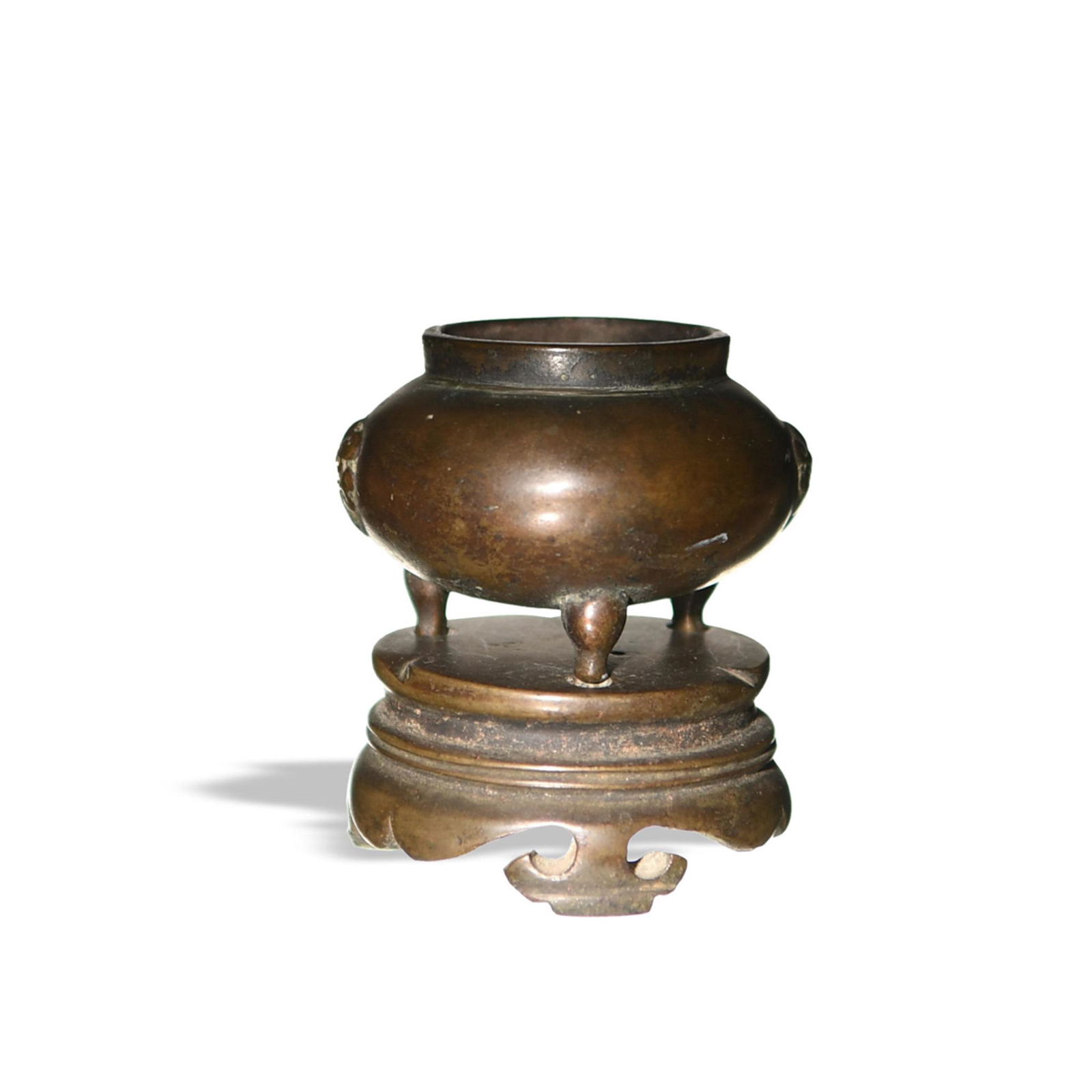 A small Chinese incense burner with its original bronze stand dating from the 18th century. The (1 of 8)